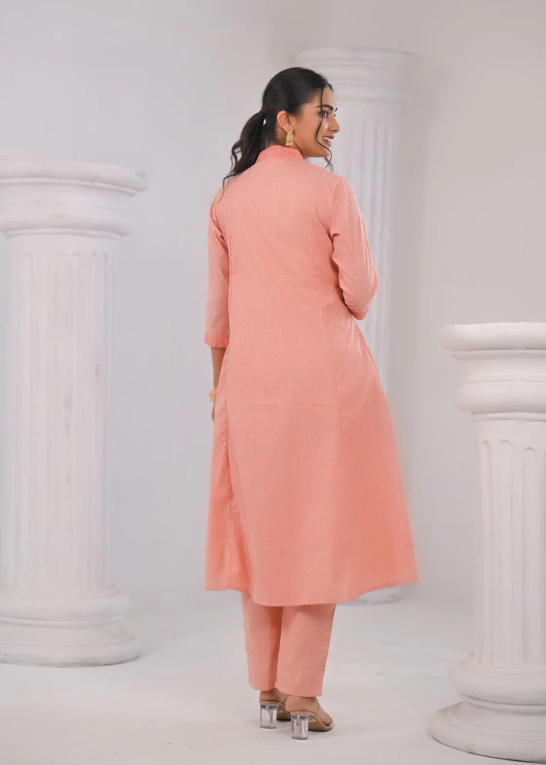 LAYLA BLUSH COTTON KURTA PANT SET - Image 3