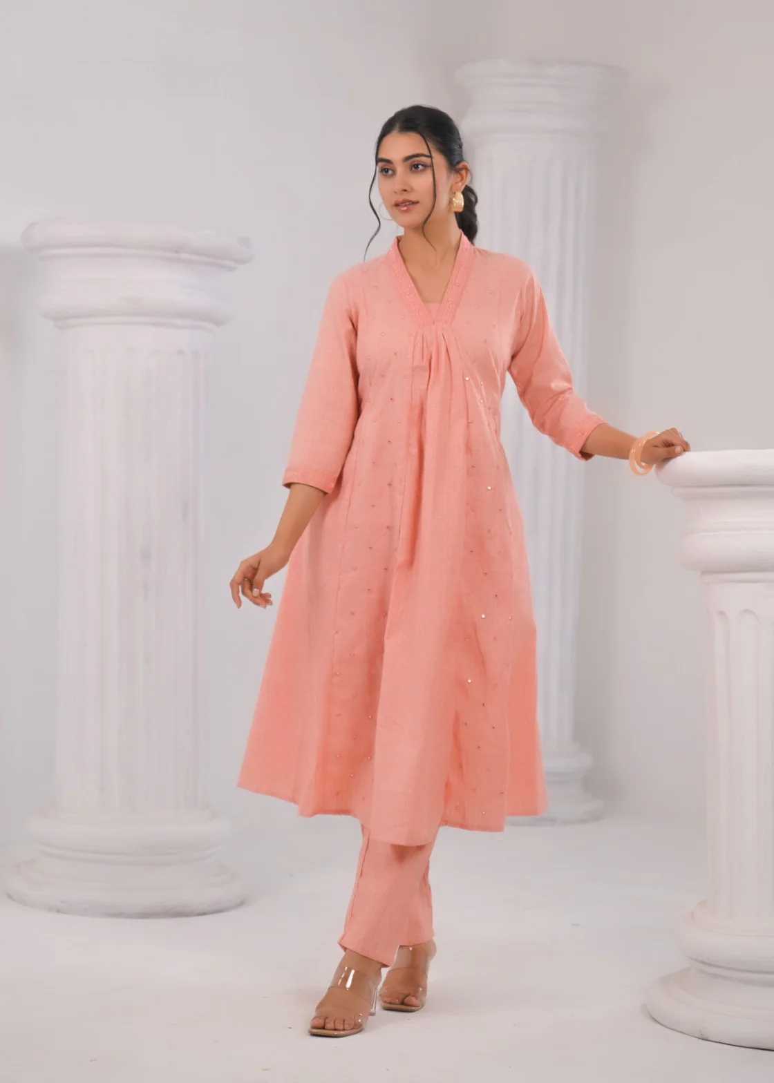 LAYLA BLUSH COTTON KURTA PANT SET - Image 5