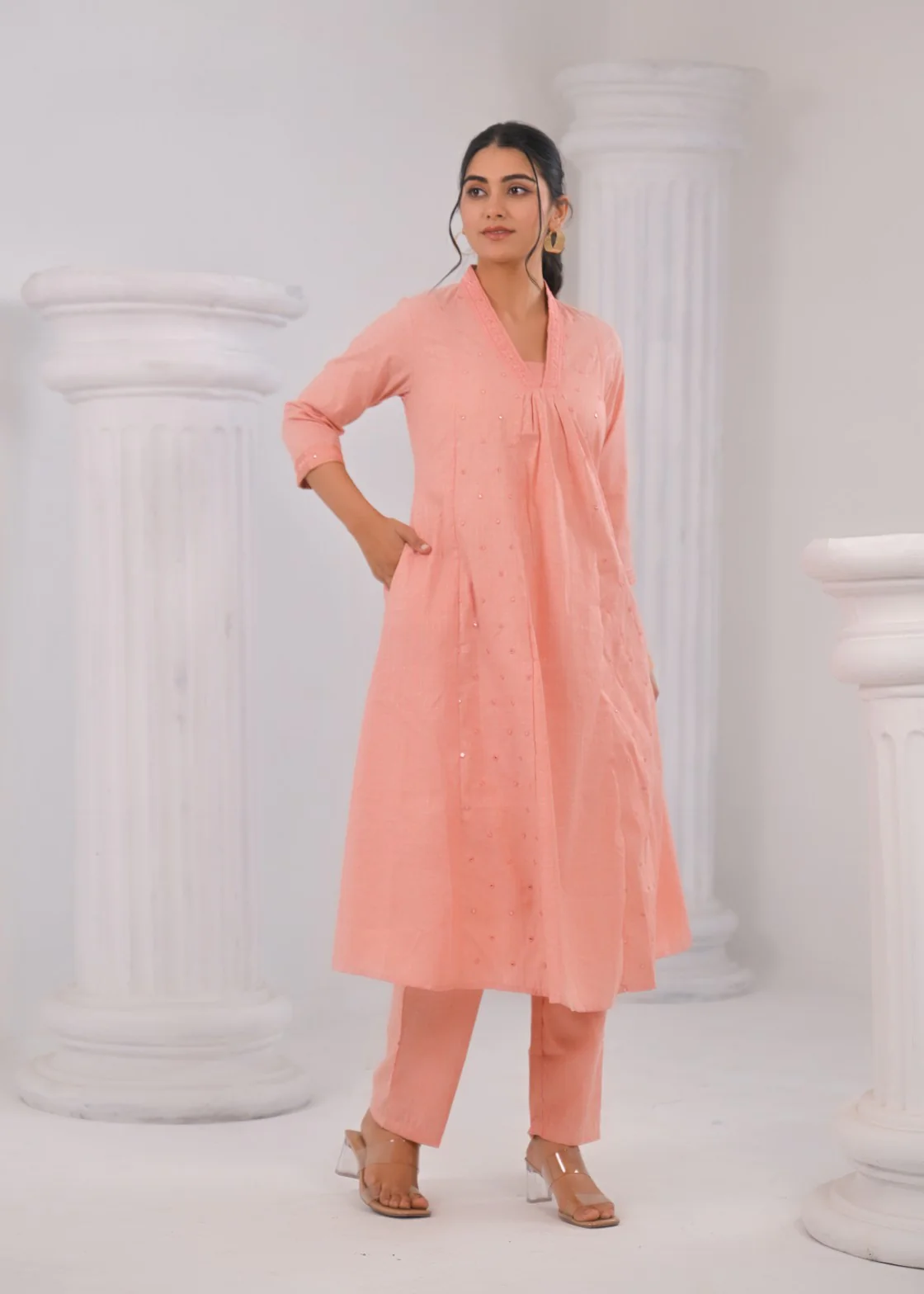 LAYLA BLUSH COTTON KURTA PANT SET - Image 7