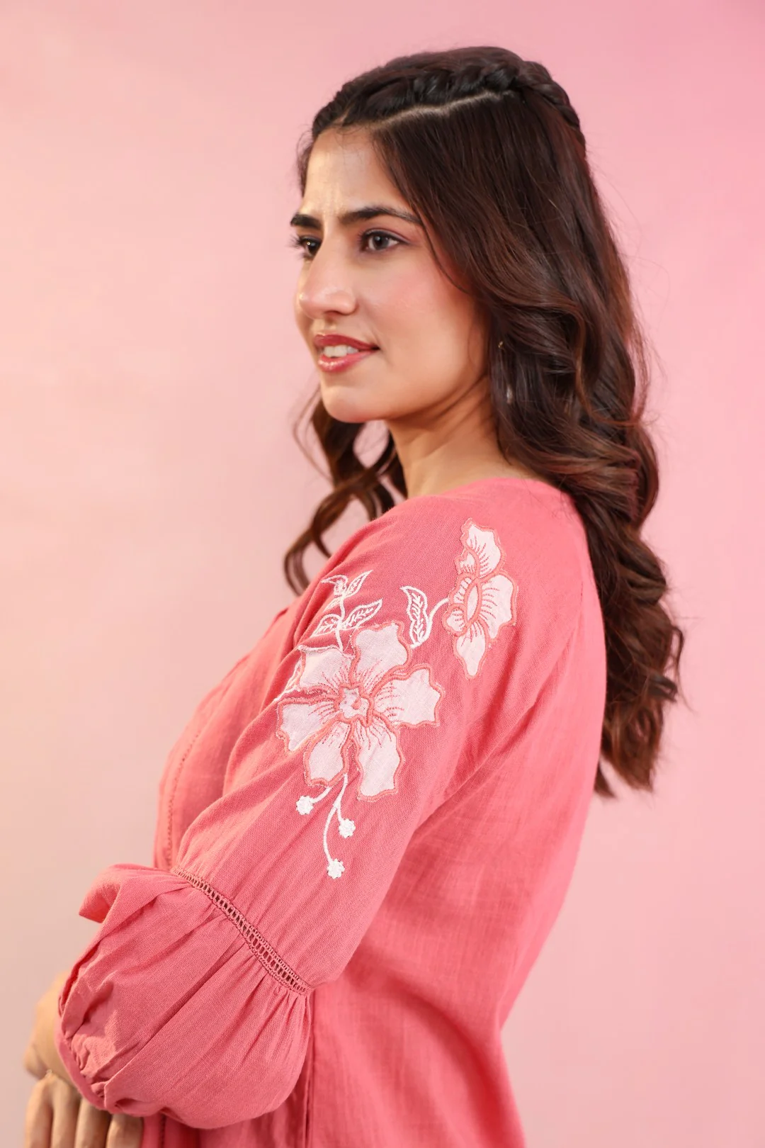Raftar Salmon Cotton Kurta Pant set - Image 5