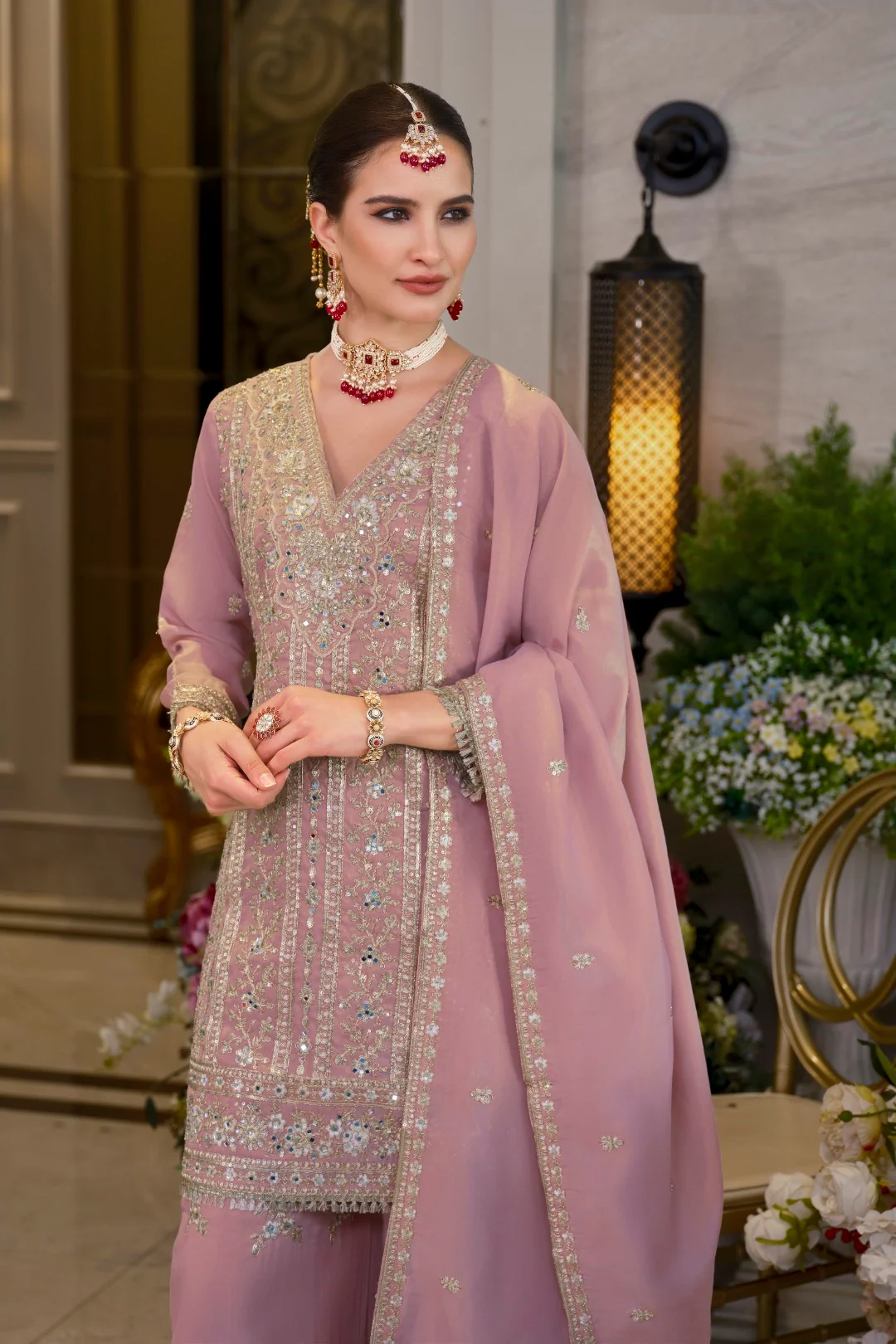Somwar rose full work gharara suit set - Image 2