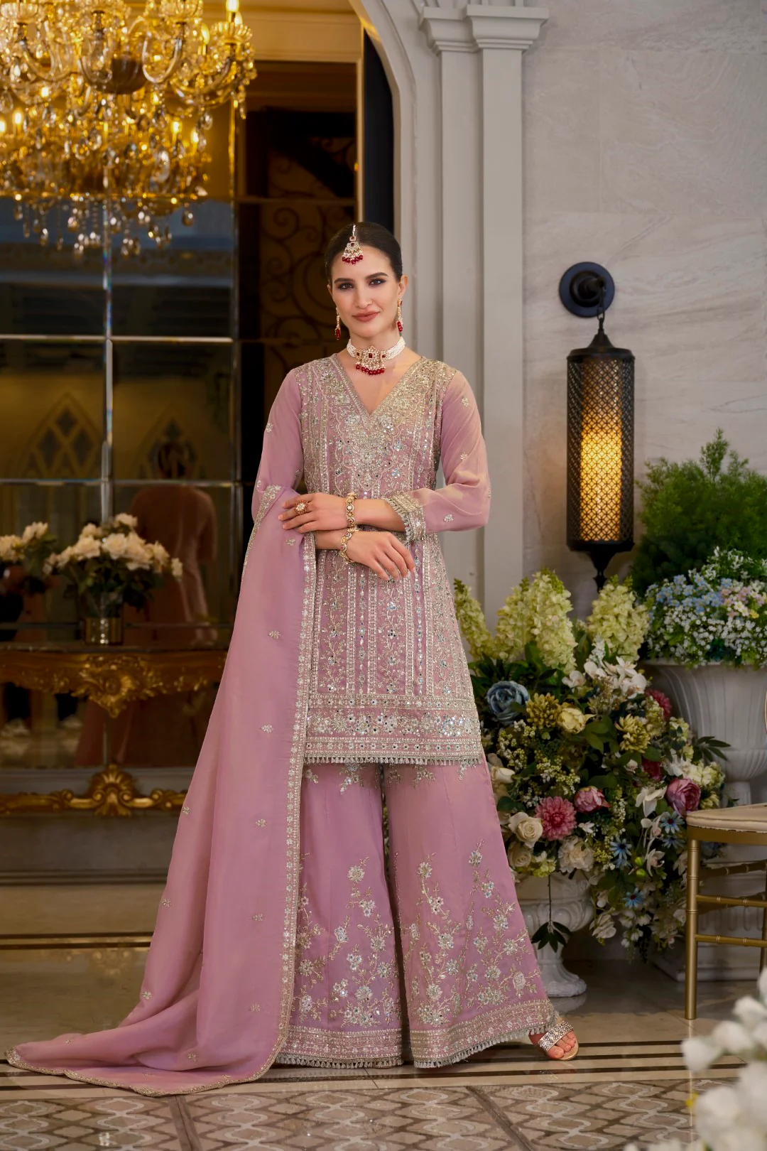 Somwar rose full work gharara suit set - Image 4