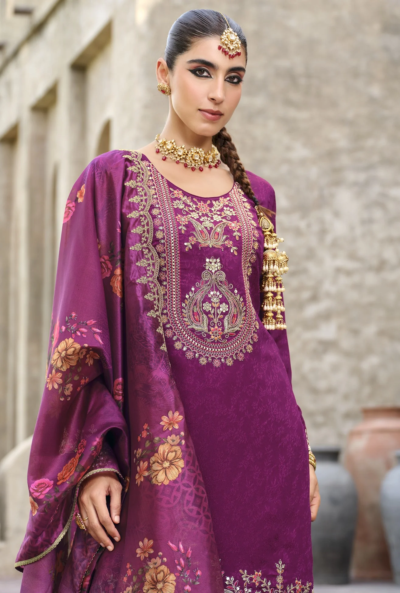 Mrinal orchid Full Work Heavy Suit Set - Image 2