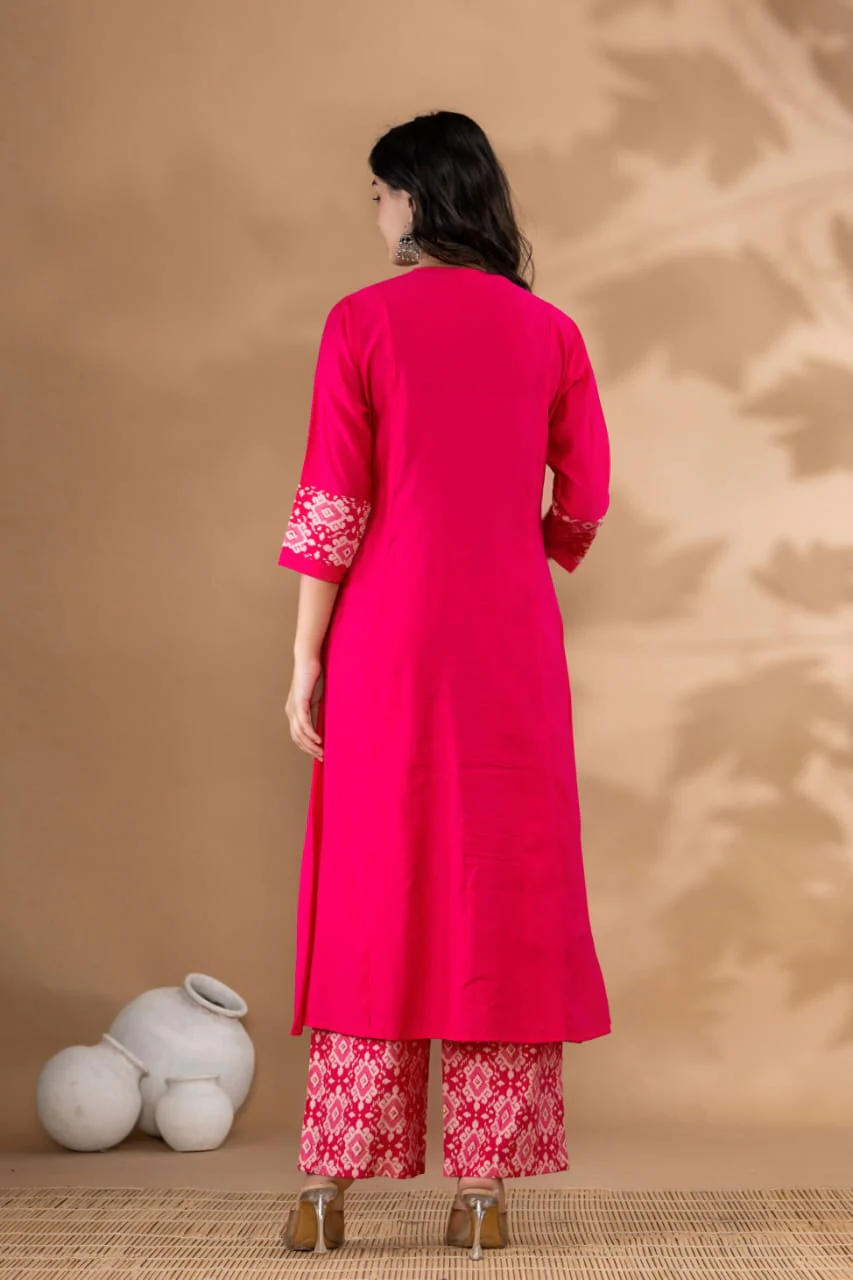 Mika Flamingo Kurta Pant Set - Image 3