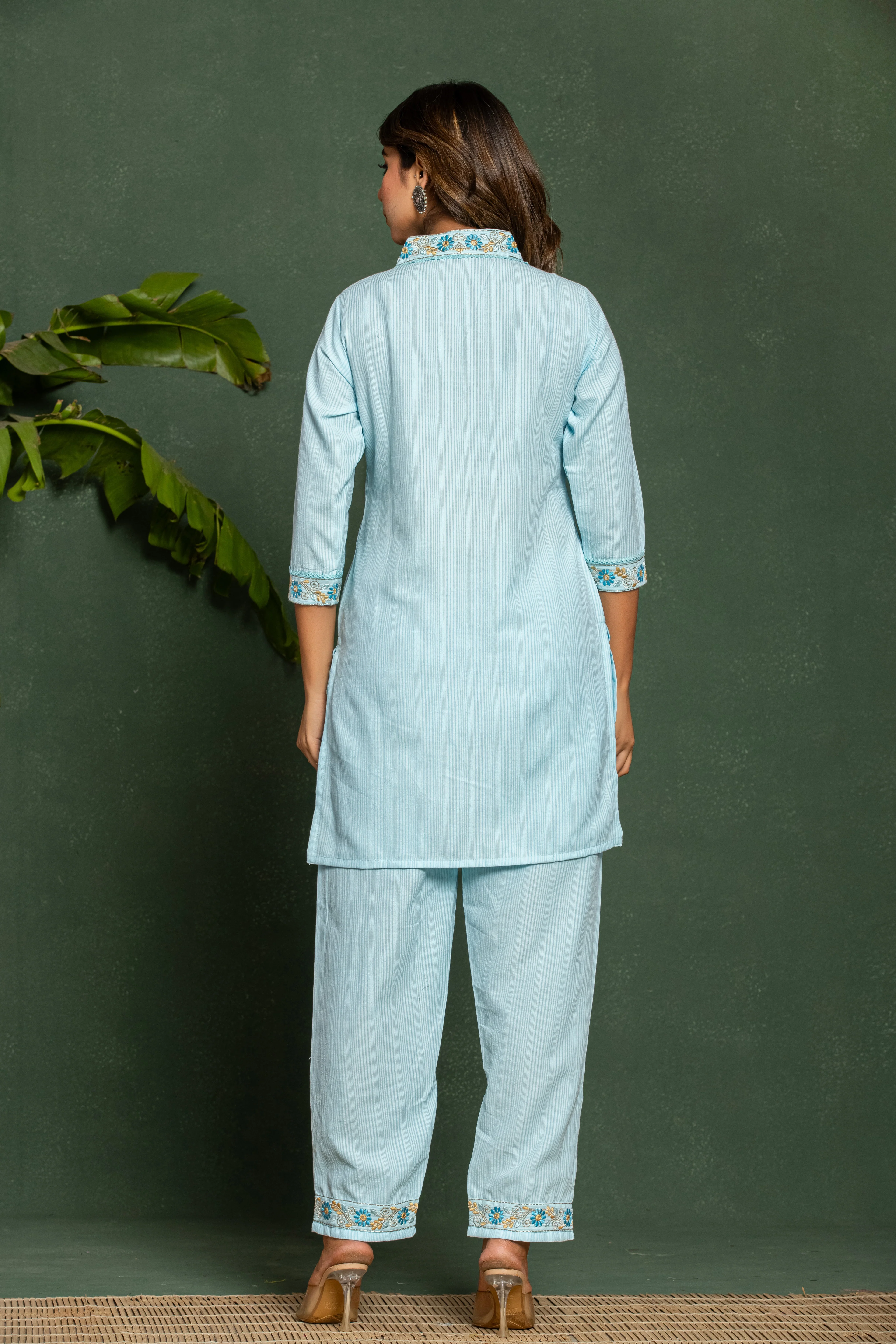 ITI OCEAN COTTON KURTA PANT SET - Image 3