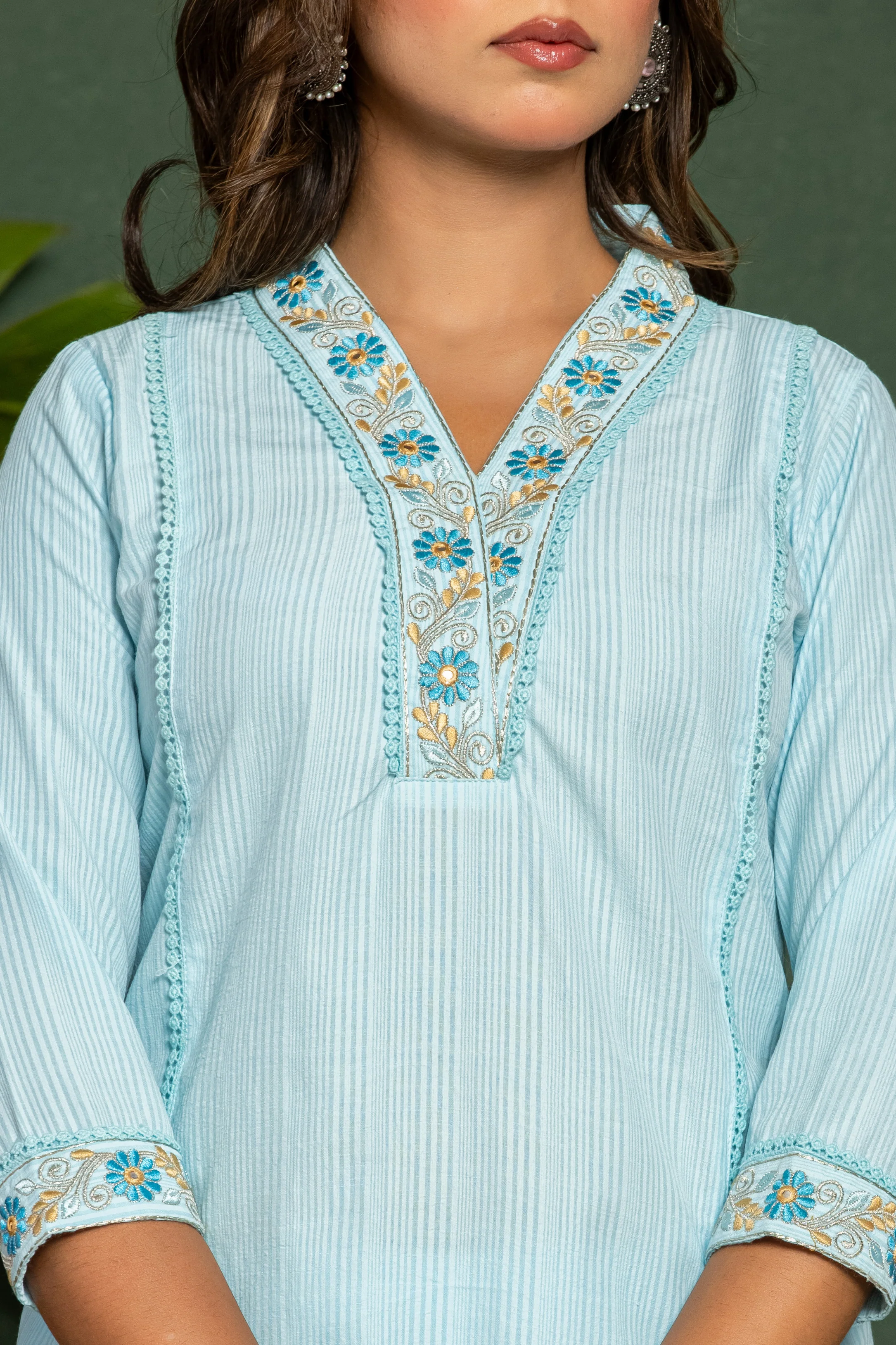 ITI OCEAN COTTON KURTA PANT SET - Image 4