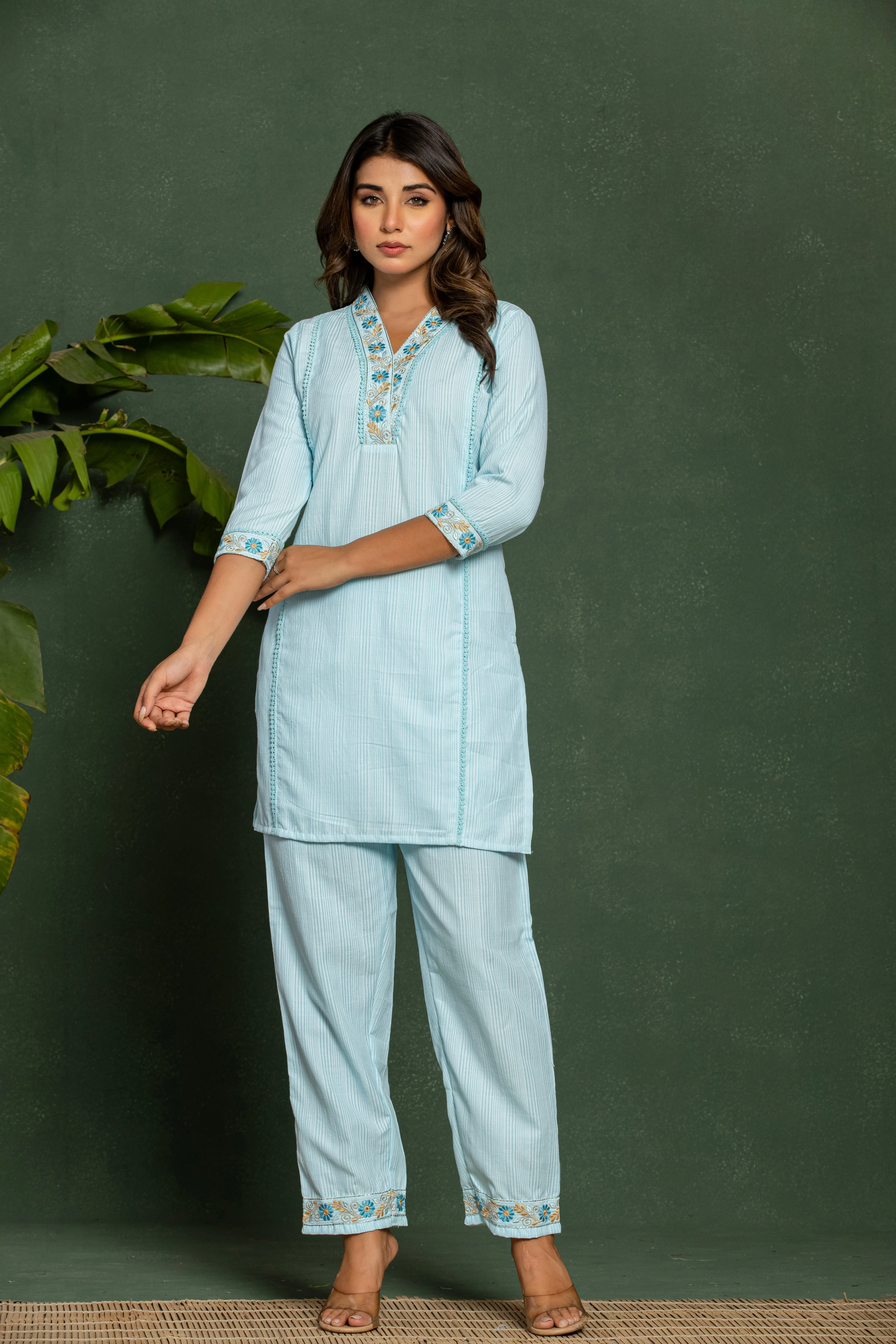 ITI OCEAN COTTON KURTA PANT SET - Image 6