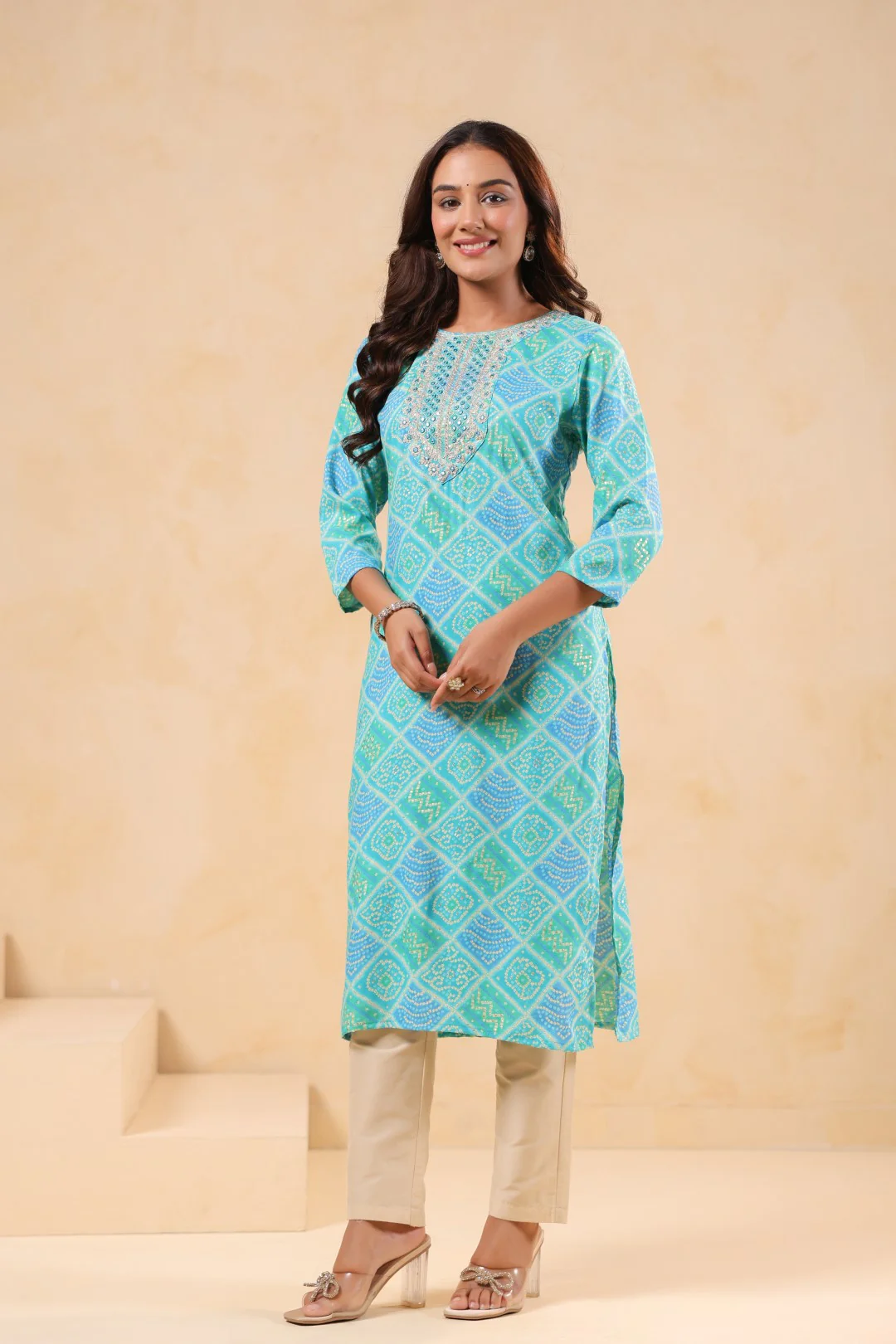 Varisha Sky Printed Work Kurti - Image 4