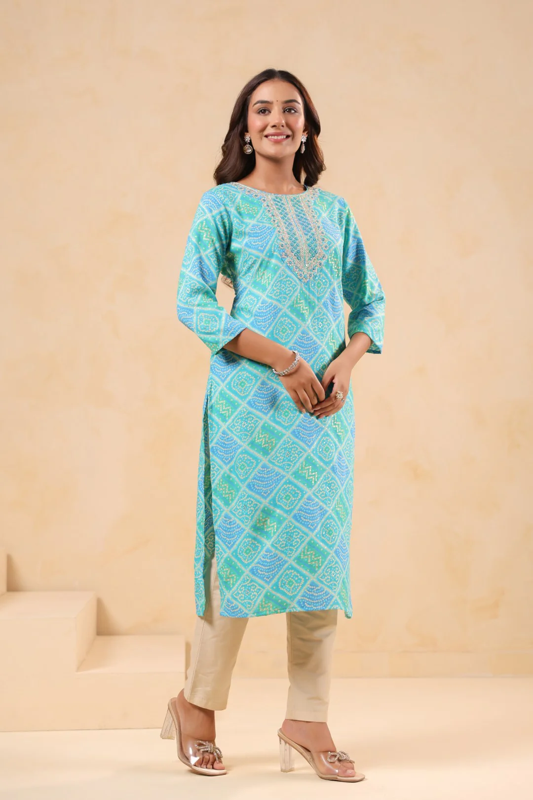 Varisha Sky Printed Work Kurti - Image 5