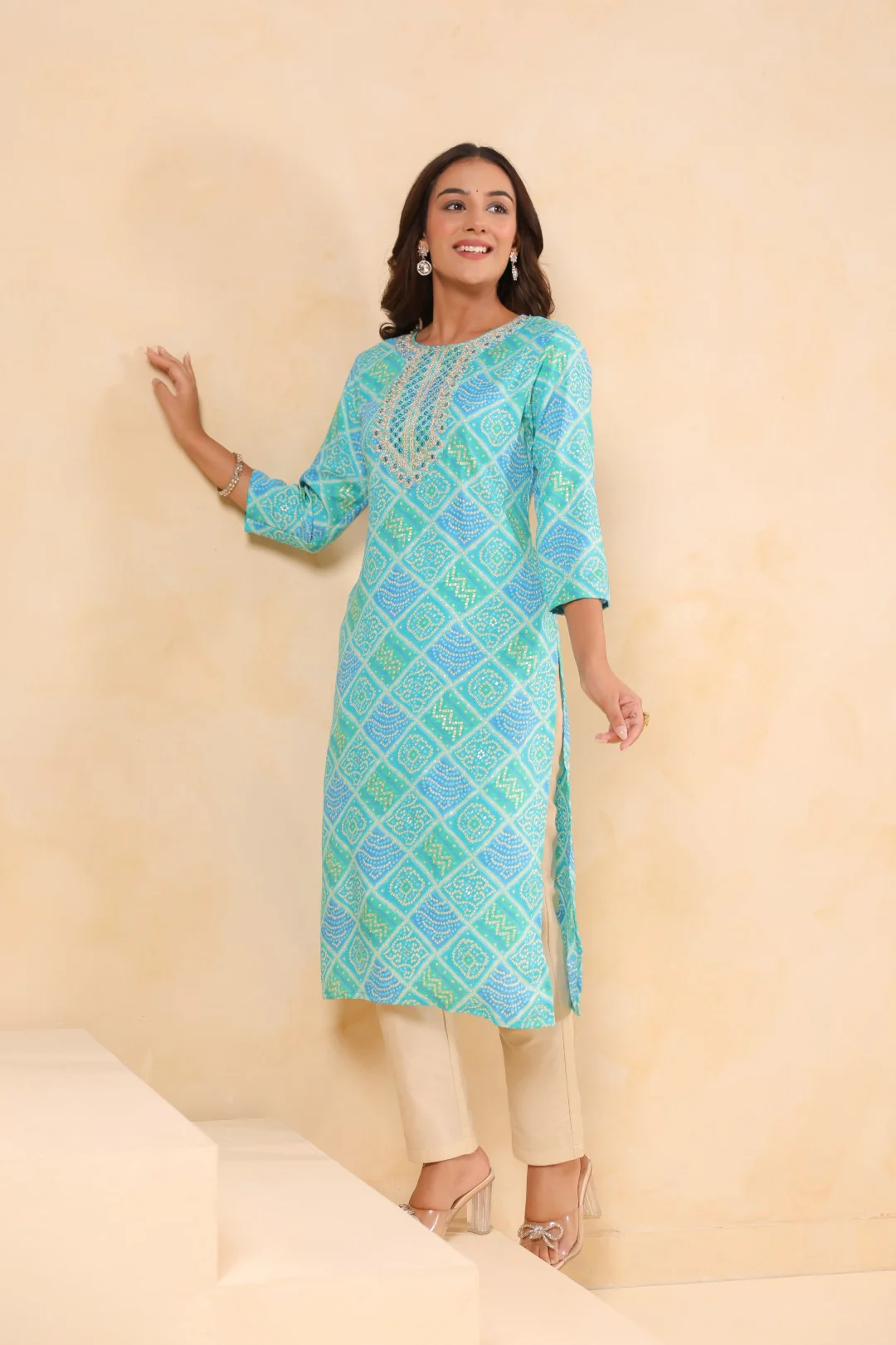Varisha Sky Printed Work Kurti - Image 6