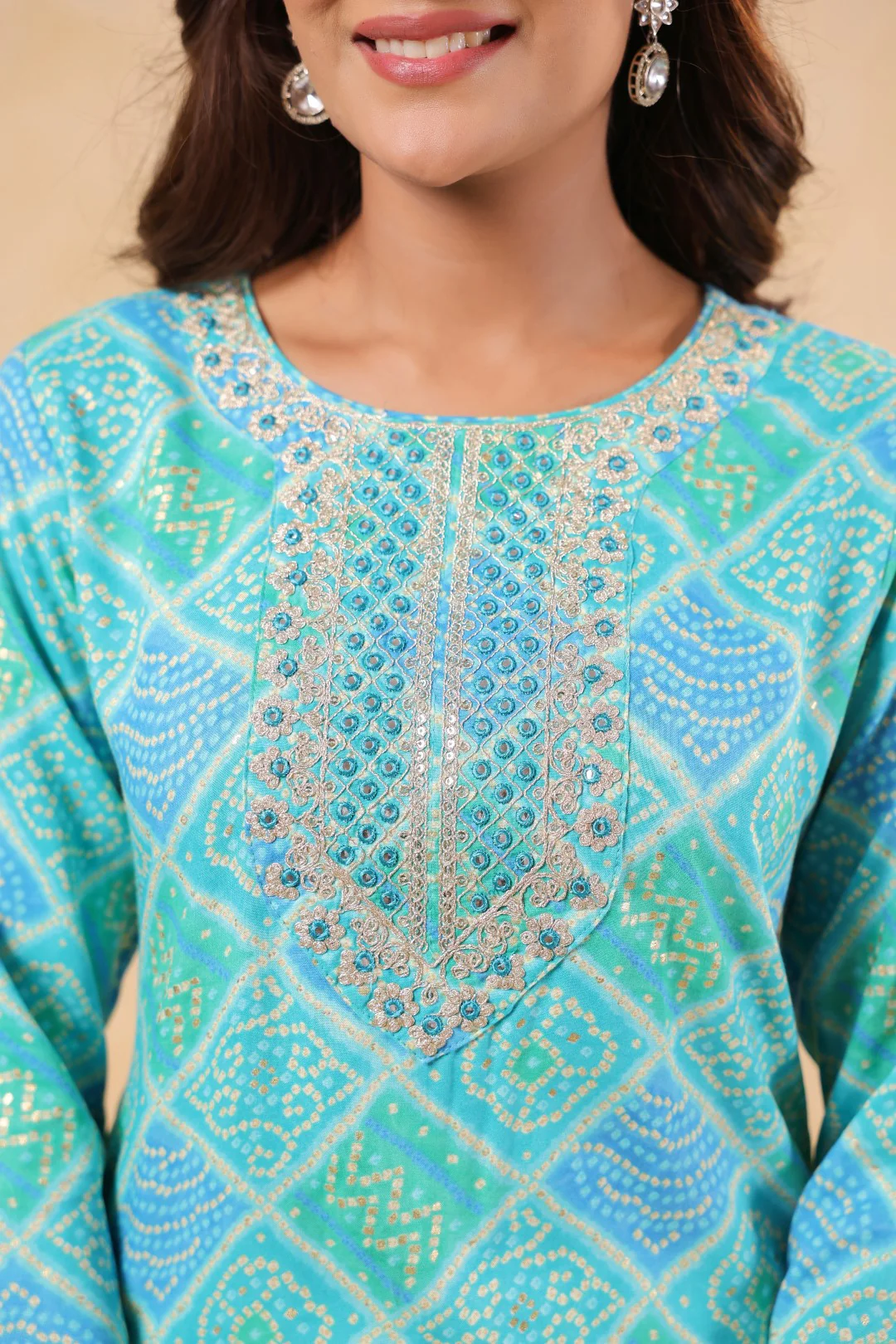 Varisha Sky Printed Work Kurti - Image 7