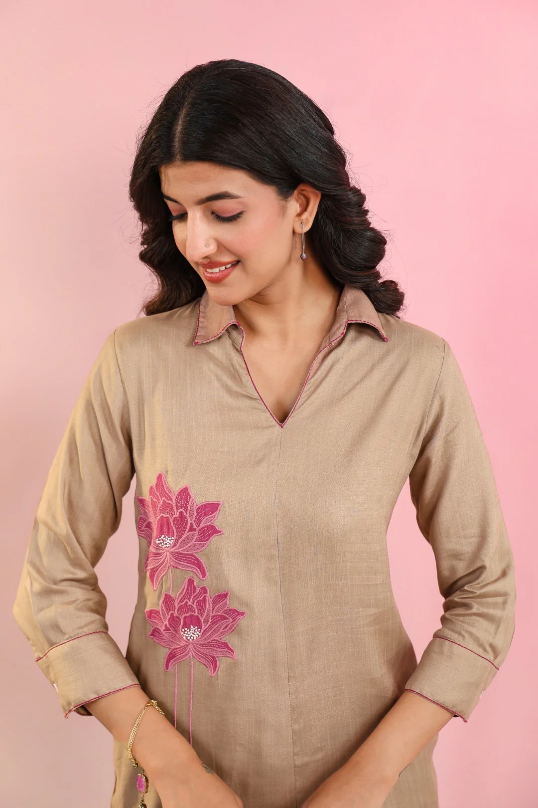 Raftar coffee embroidery cotton co-ord set - Image 2