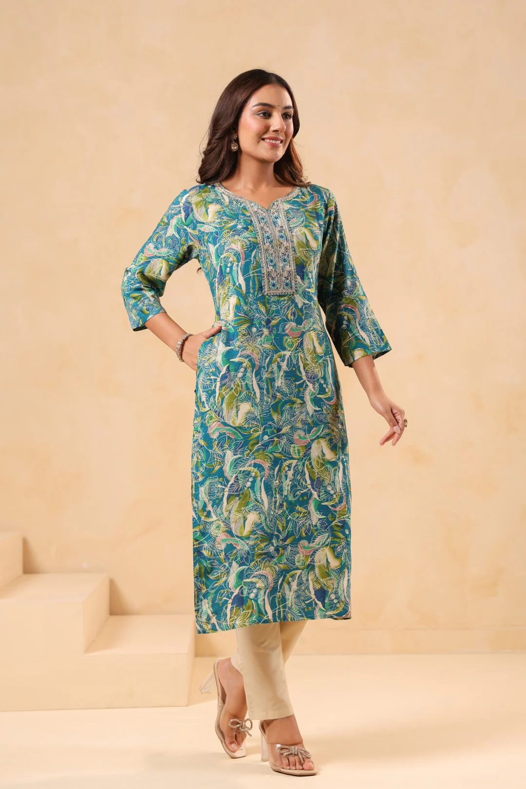 Varisha Sea Printed Work Kurti - Image 5