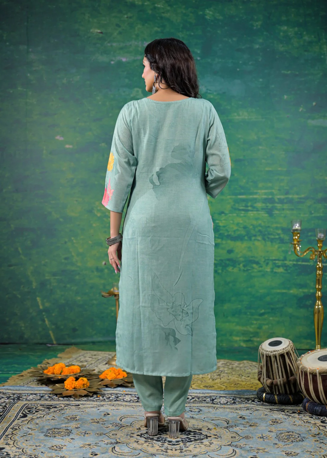 Yami Turq Embroidered Suit Set - Image 3