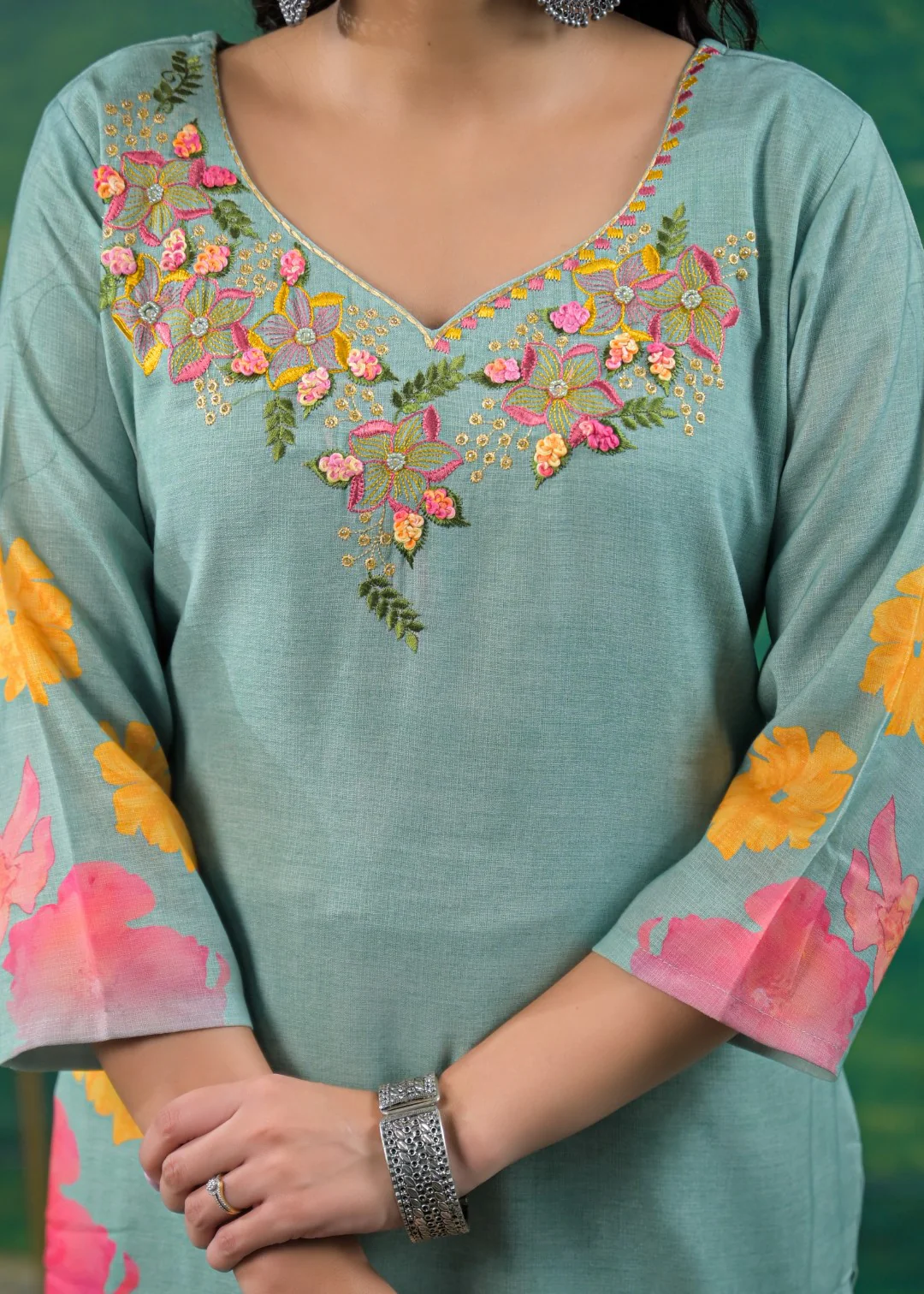 Yami Turq Embroidered Suit Set - Image 6