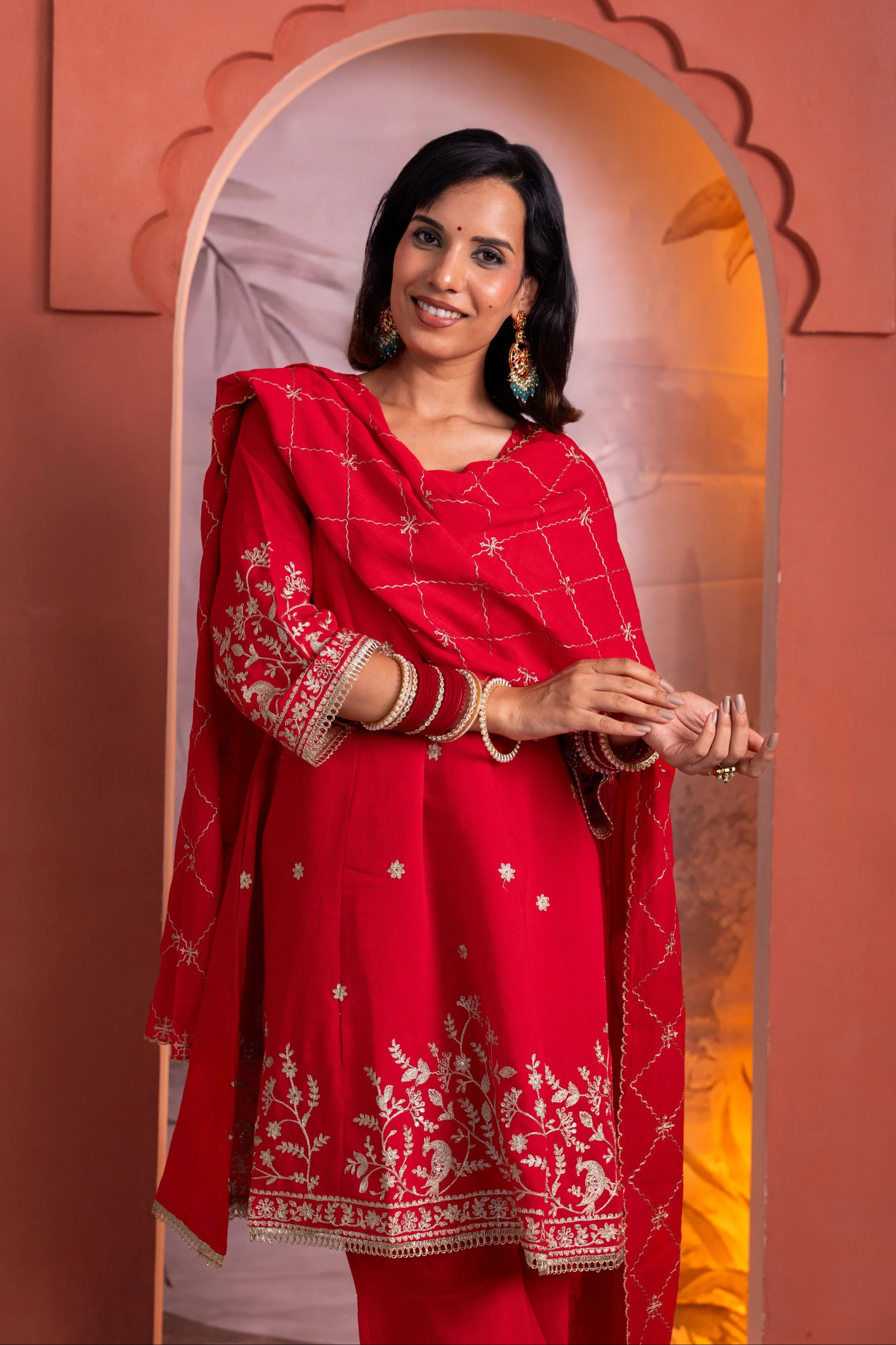 Parikrama Scarlet Embroidery Suit Set - Image 2
