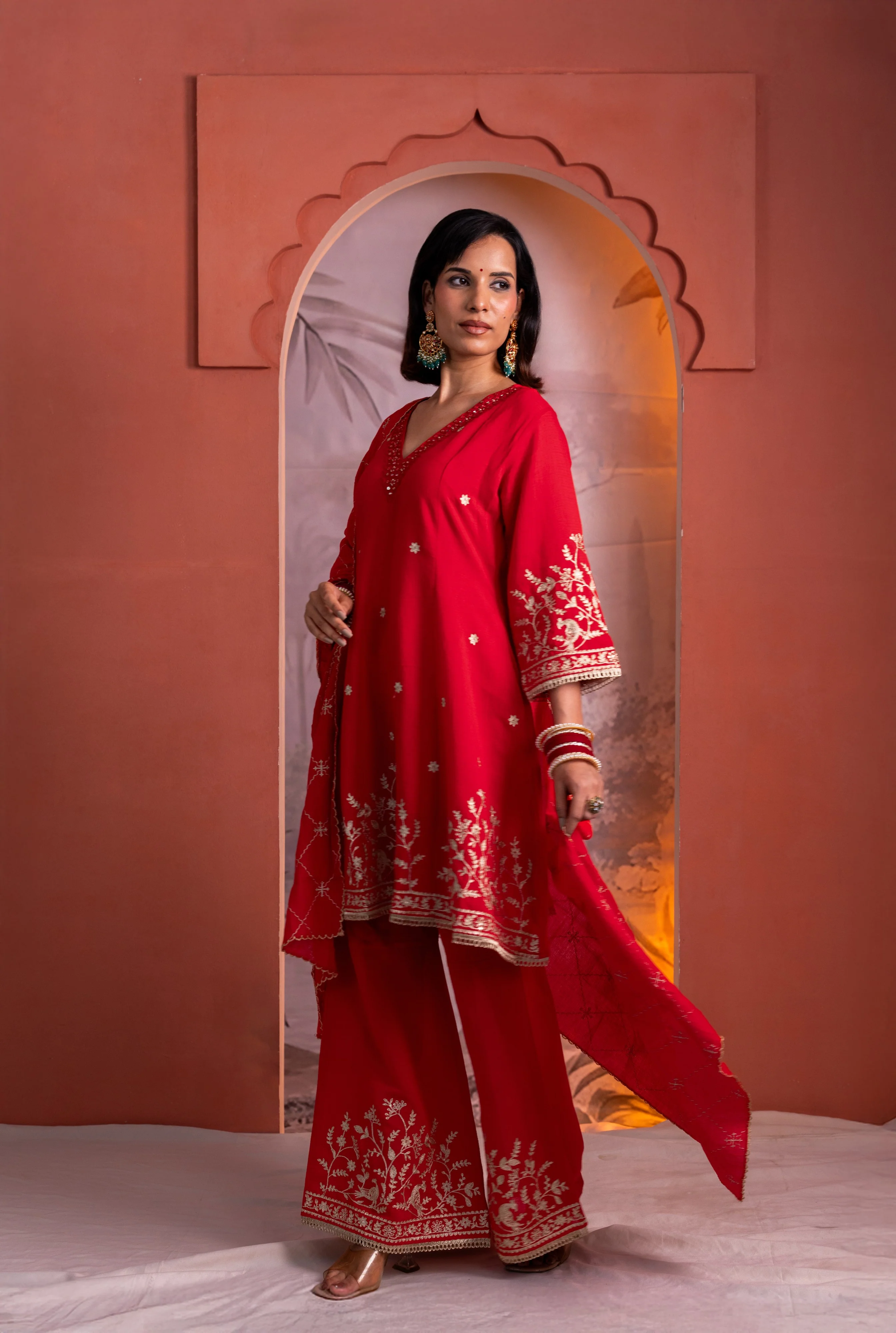 Parikrama Scarlet Embroidery Suit Set - Image 3