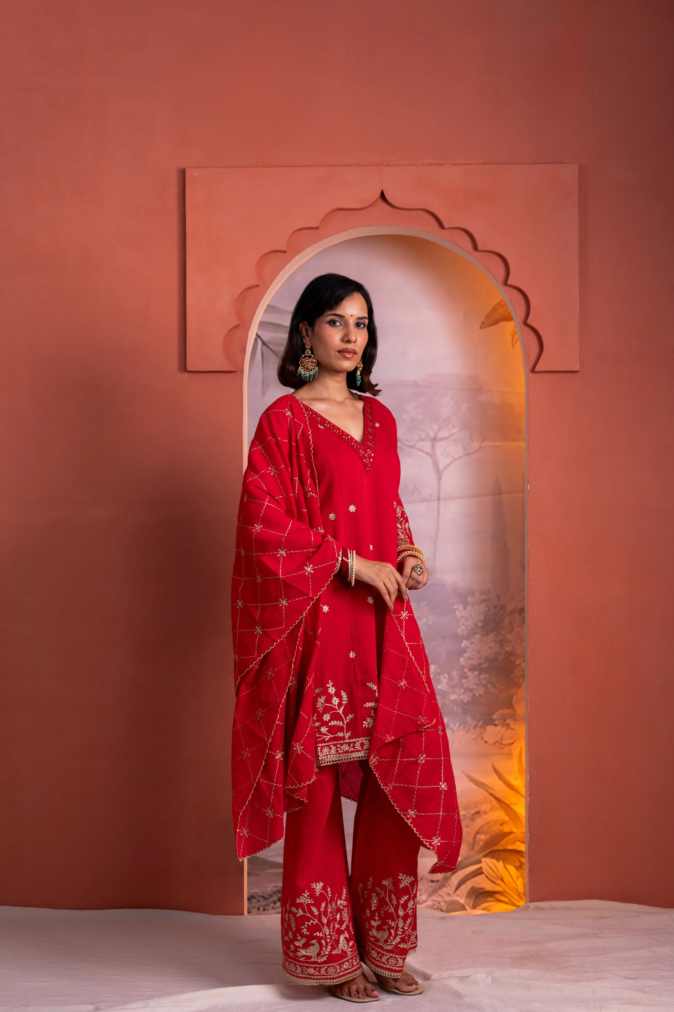 Parikrama Scarlet Embroidery Suit Set - Image 5