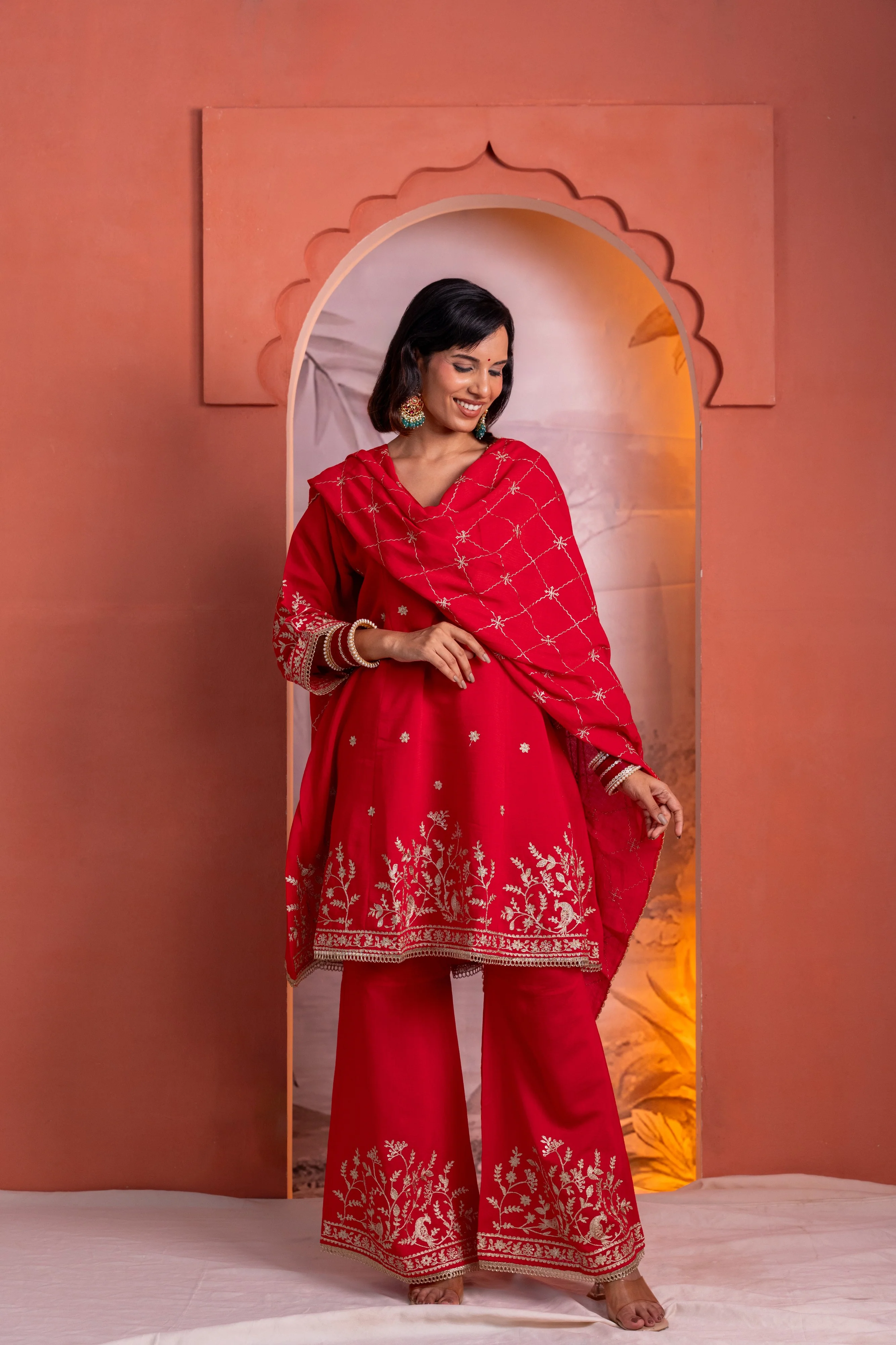 Parikrama Scarlet Embroidery Suit Set - Image 6