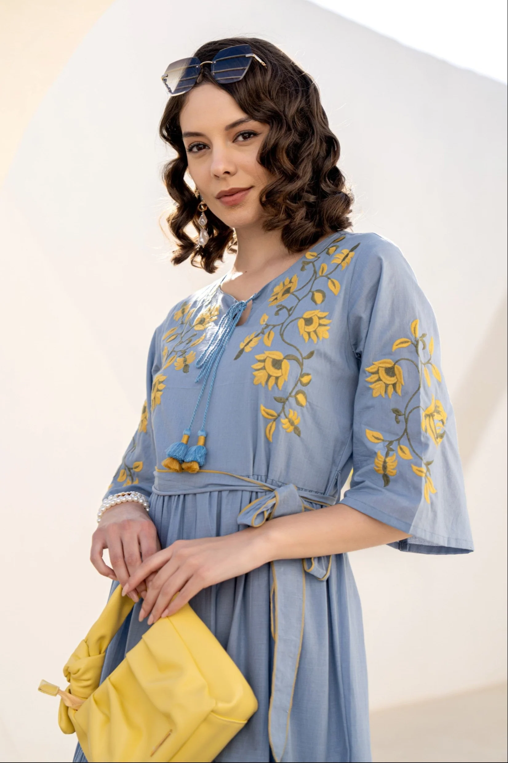 Hemal stone embroidery cotton dress - Image 2