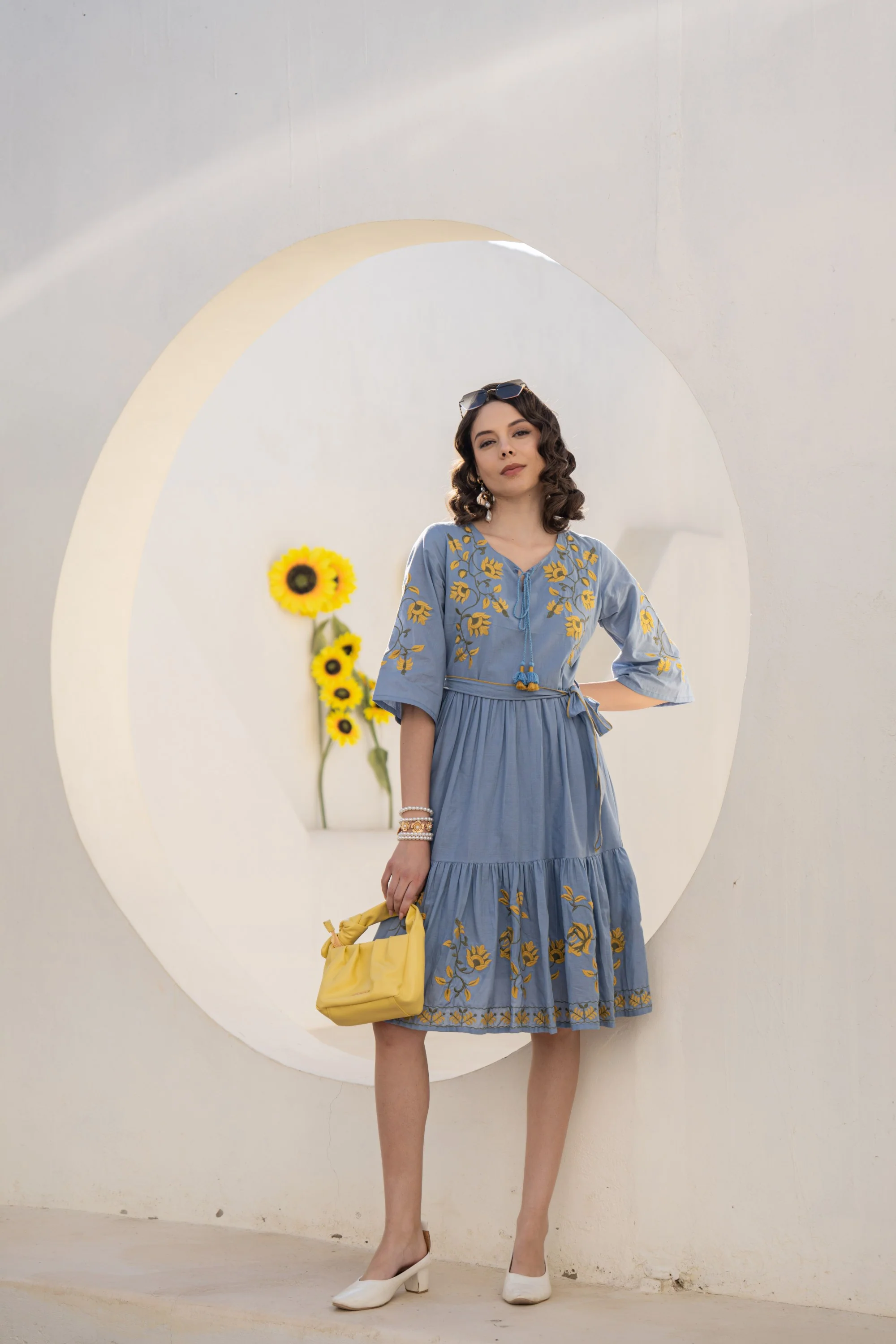 Hemal stone embroidery cotton dress - Image 5