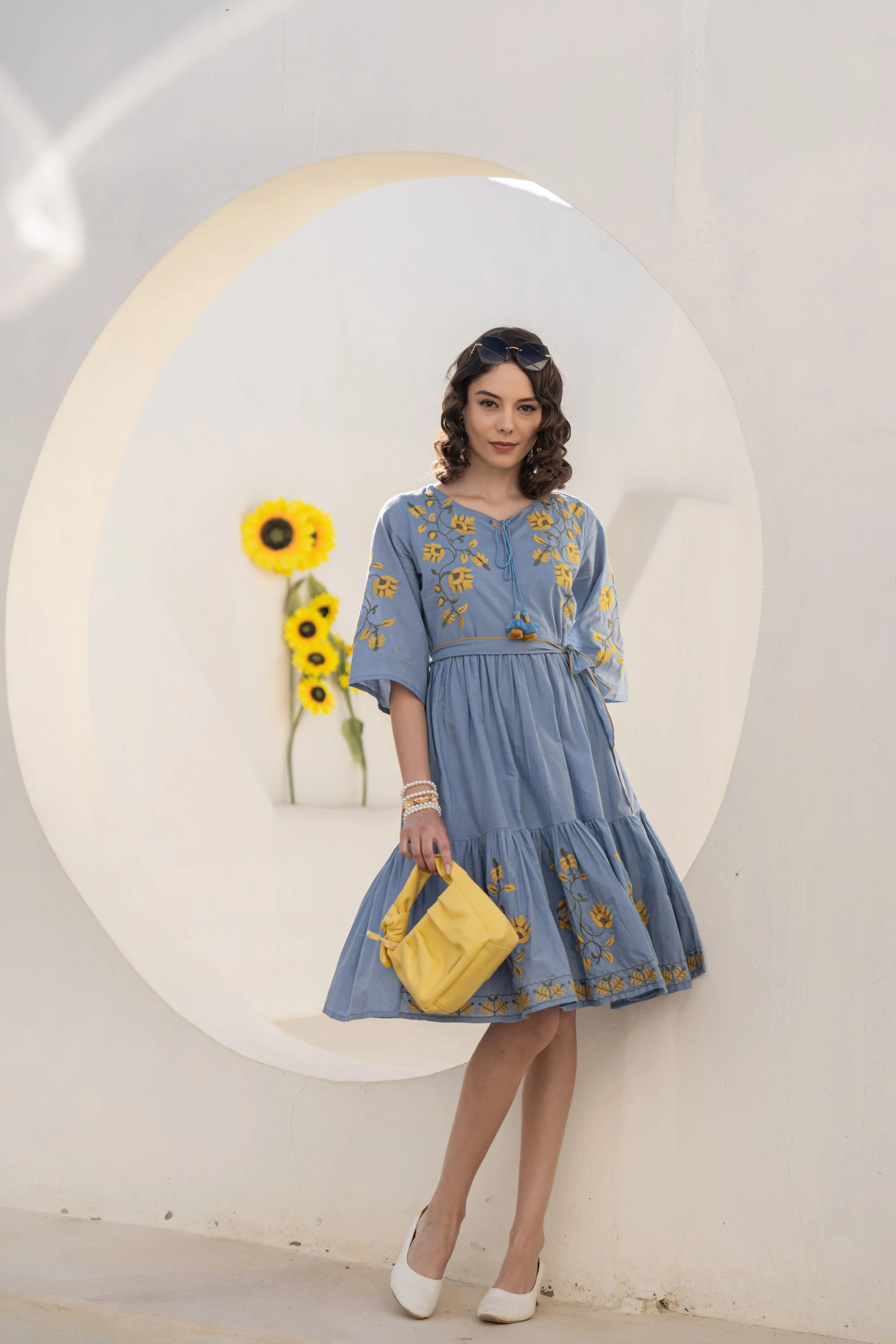 Hemal stone embroidery cotton dress - Image 6