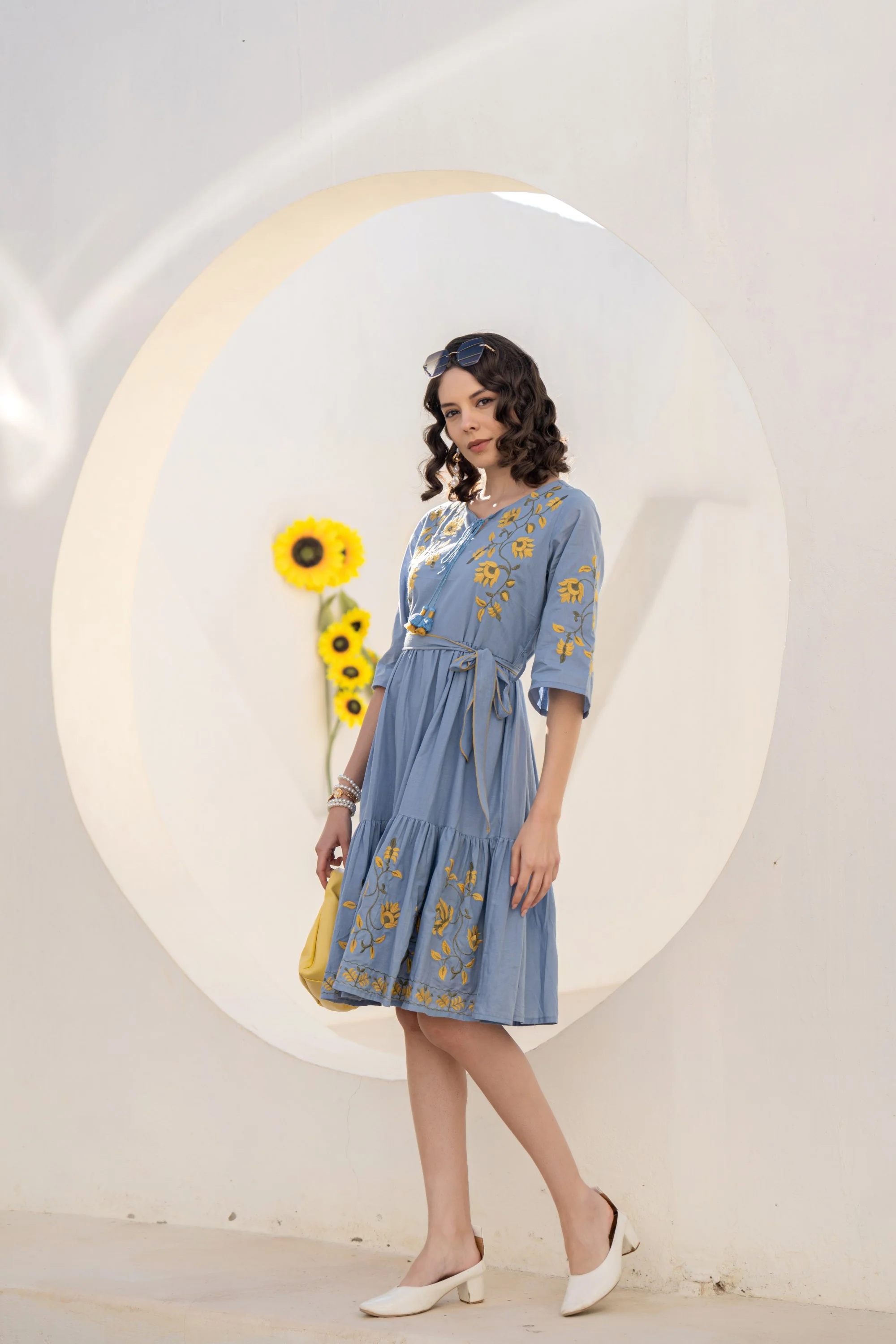 Hemal stone embroidery cotton dress - Image 7