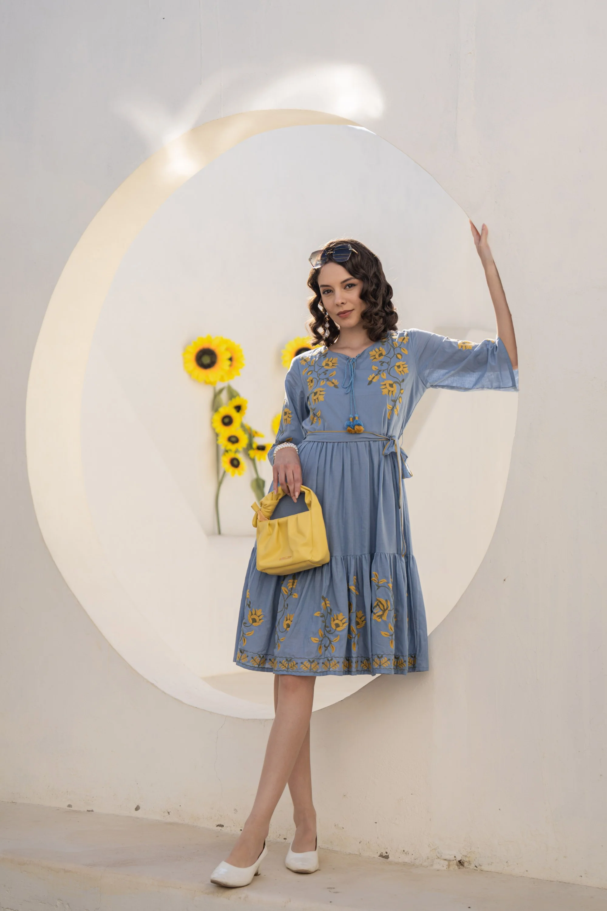 Hemal stone embroidery cotton dress - Image 8