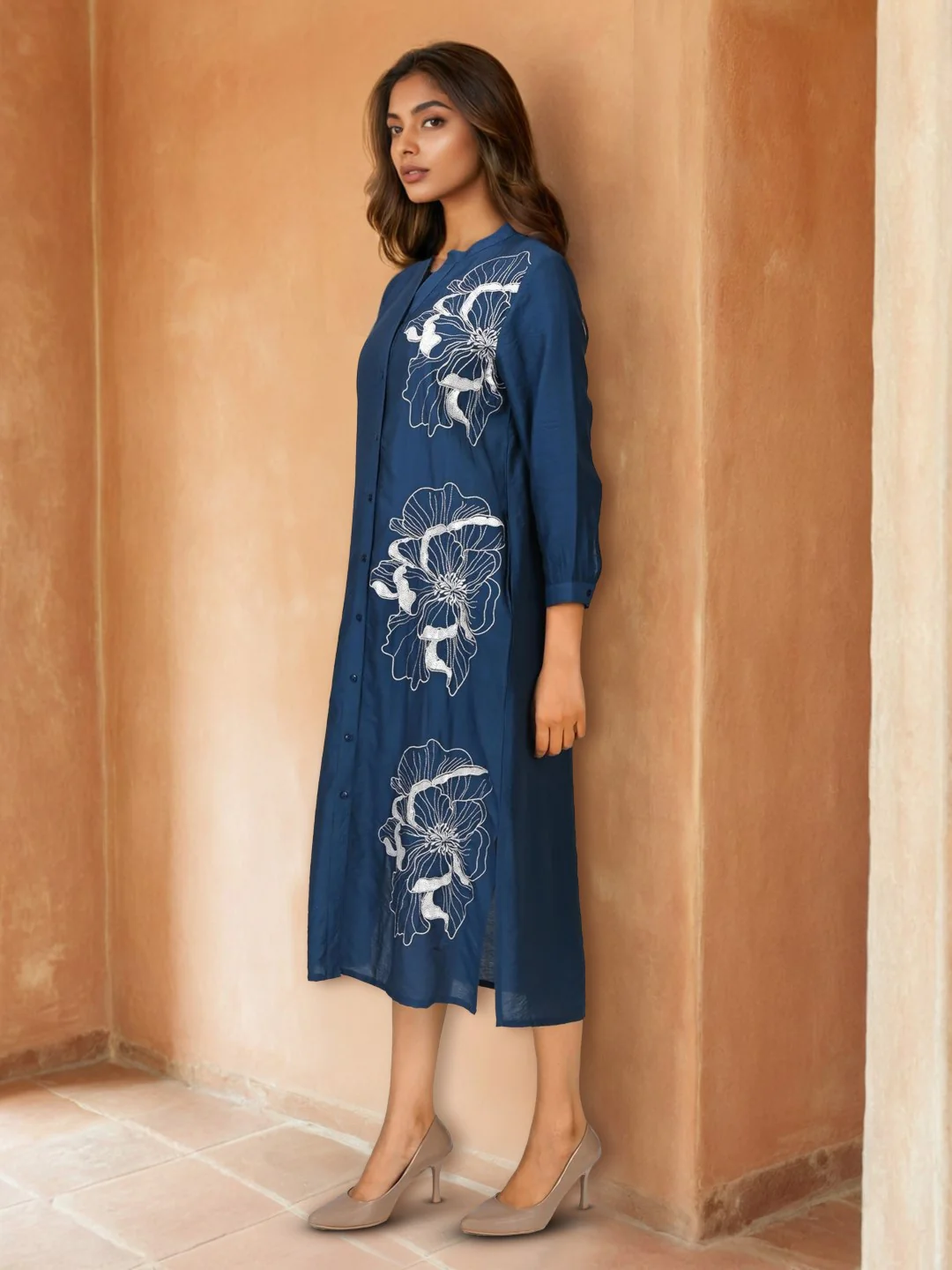 Sharanya Indi Embroidery Cotton Dress - Image 4