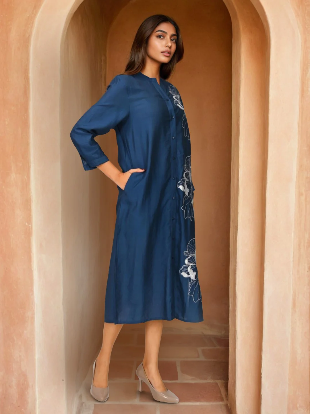 Sharanya Indi Embroidery Cotton Dress - Image 7
