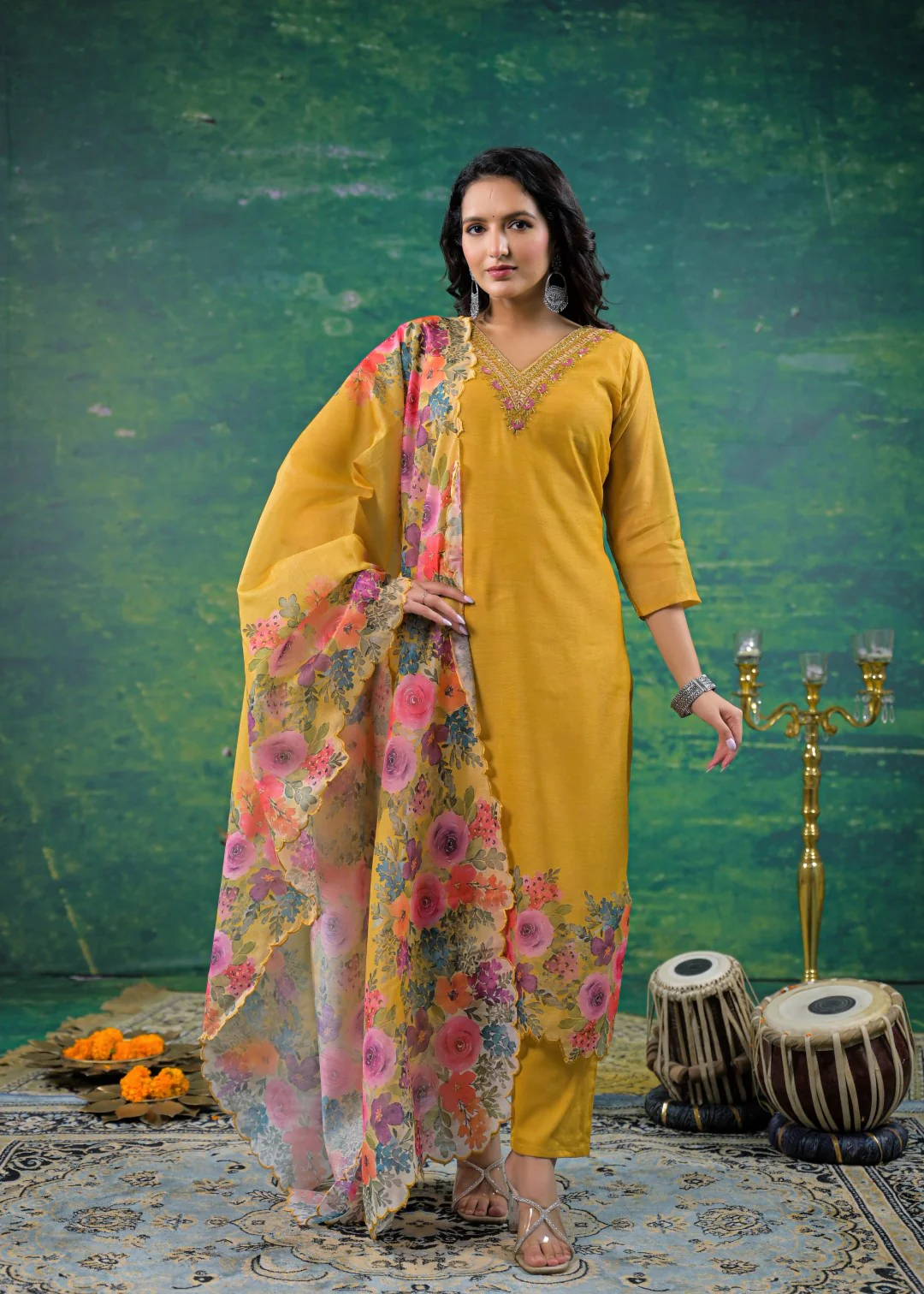 Vadehi Honey Embroidered Suit Set - Image 4