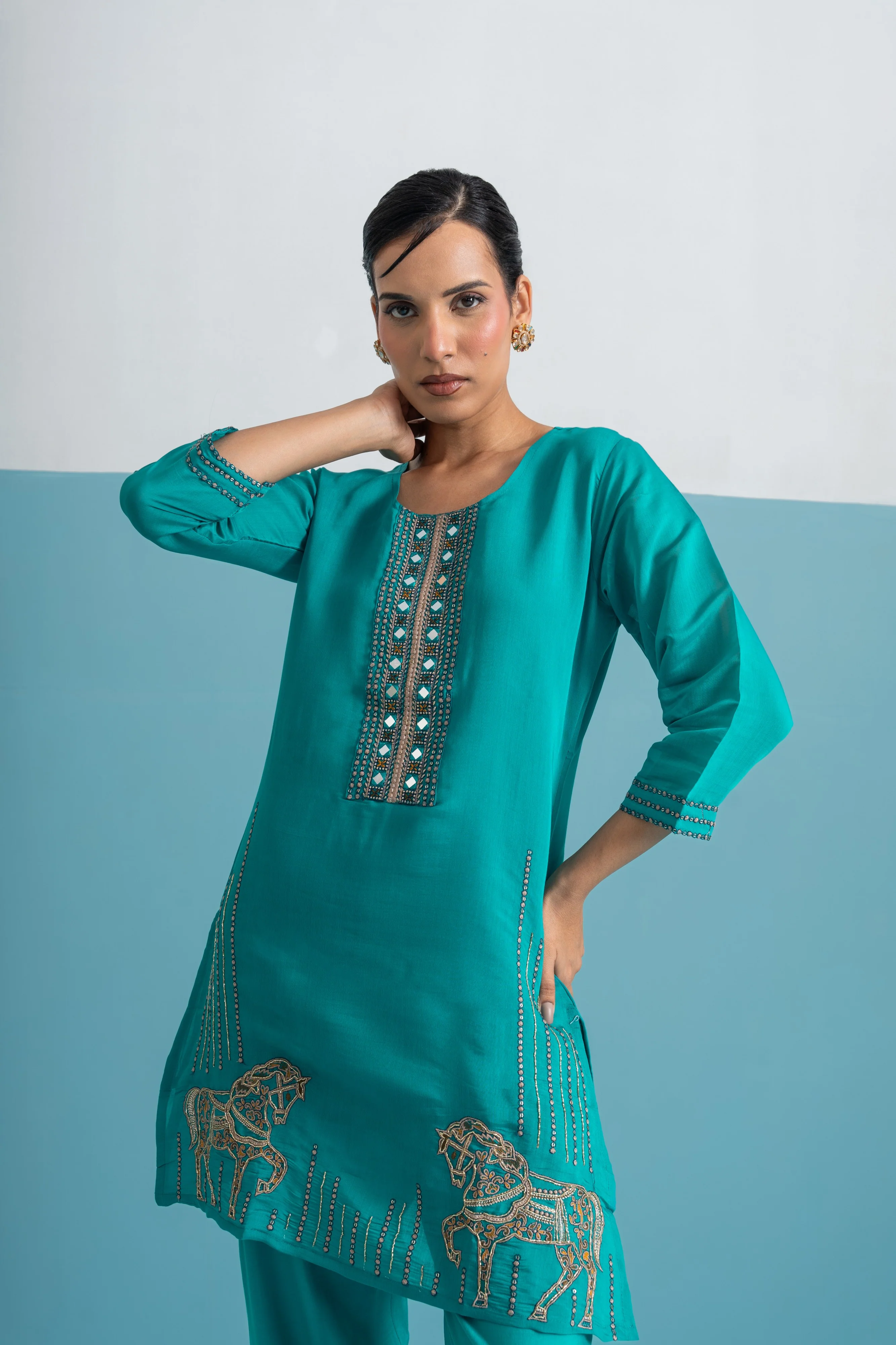 Parikrama Peacock Handwork Co-ord Set - Image 2