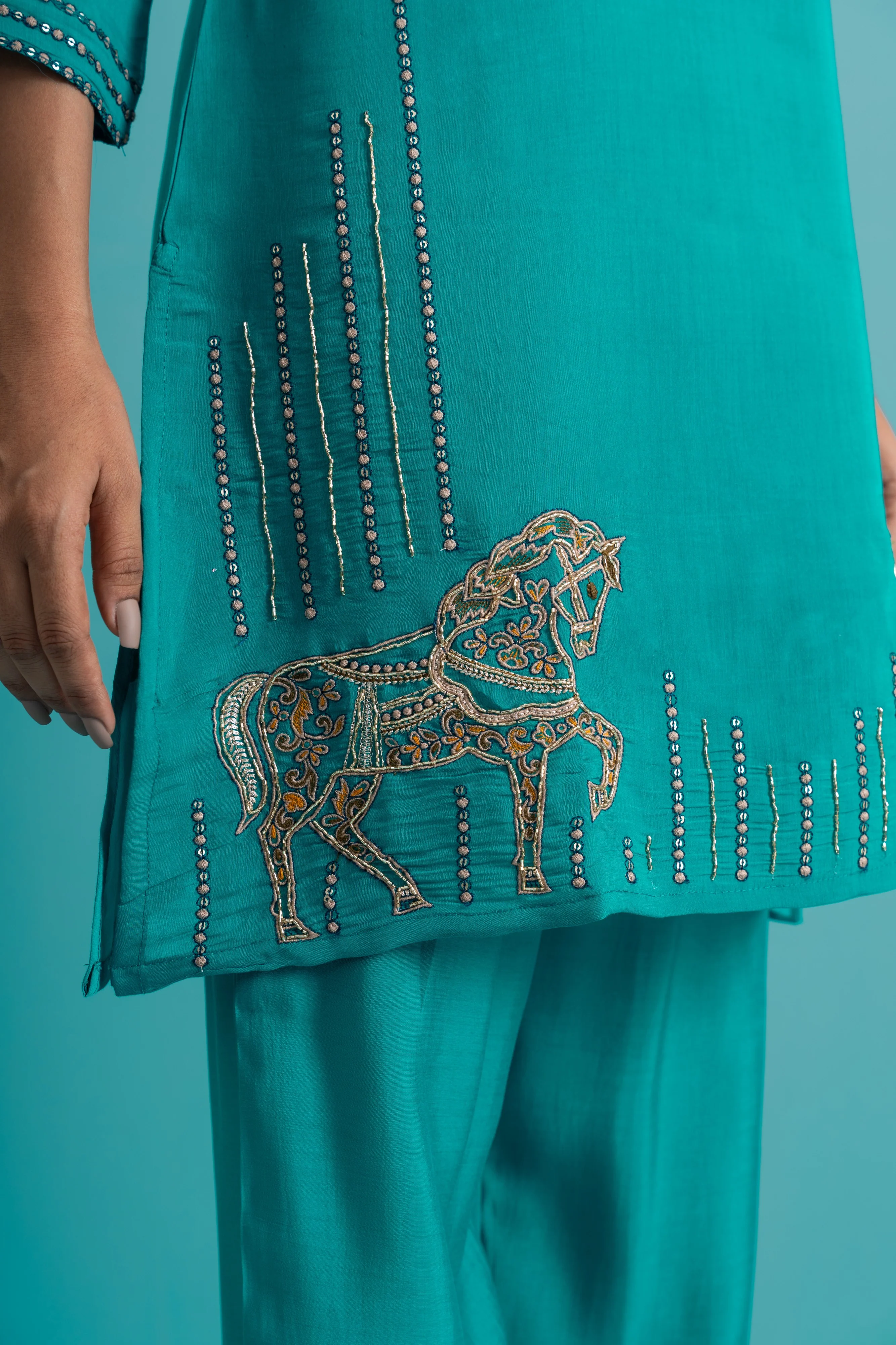 Parikrama Peacock Handwork Co-ord Set - Image 6