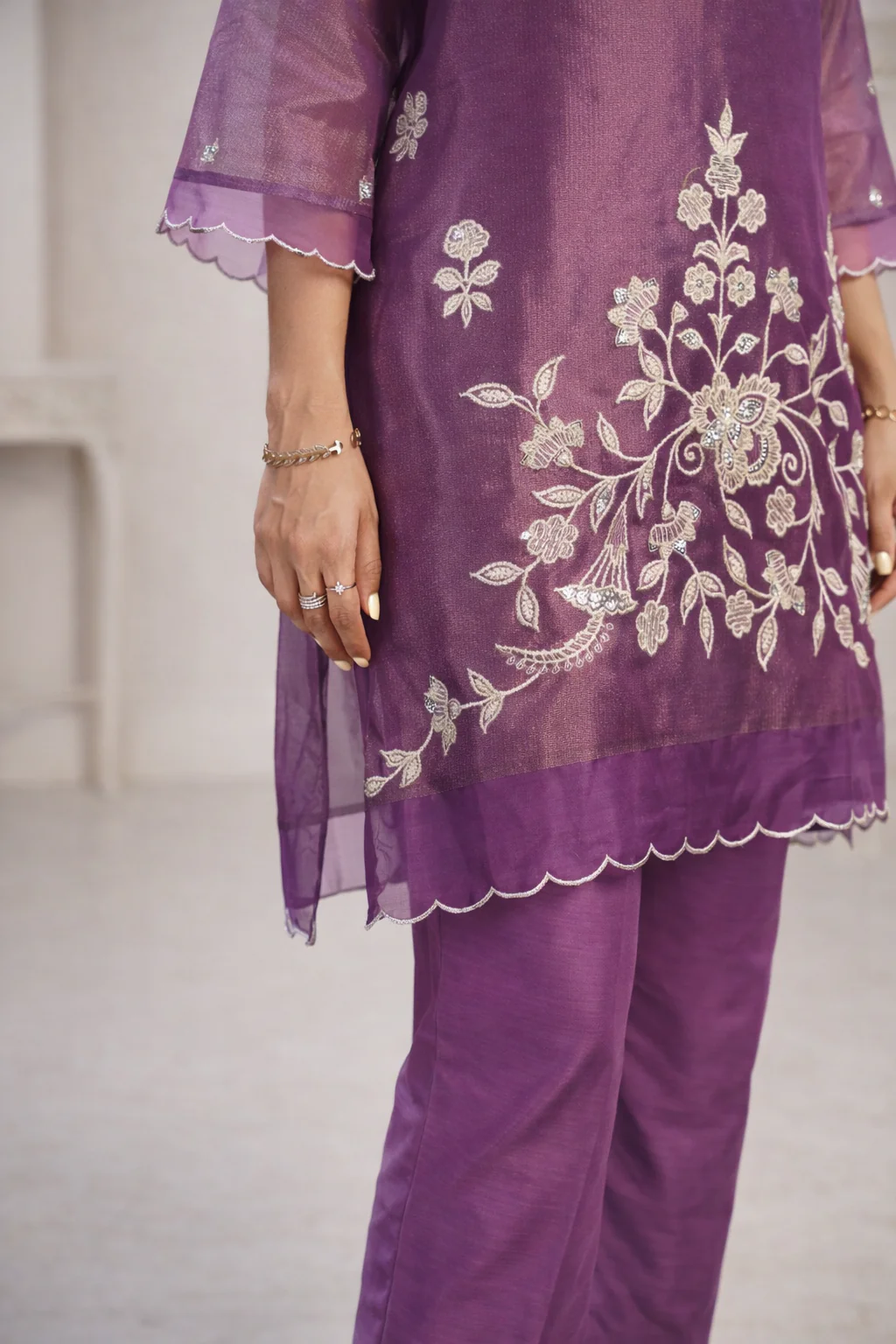 Anumeha Plum Full Work co-ord set - Image 10