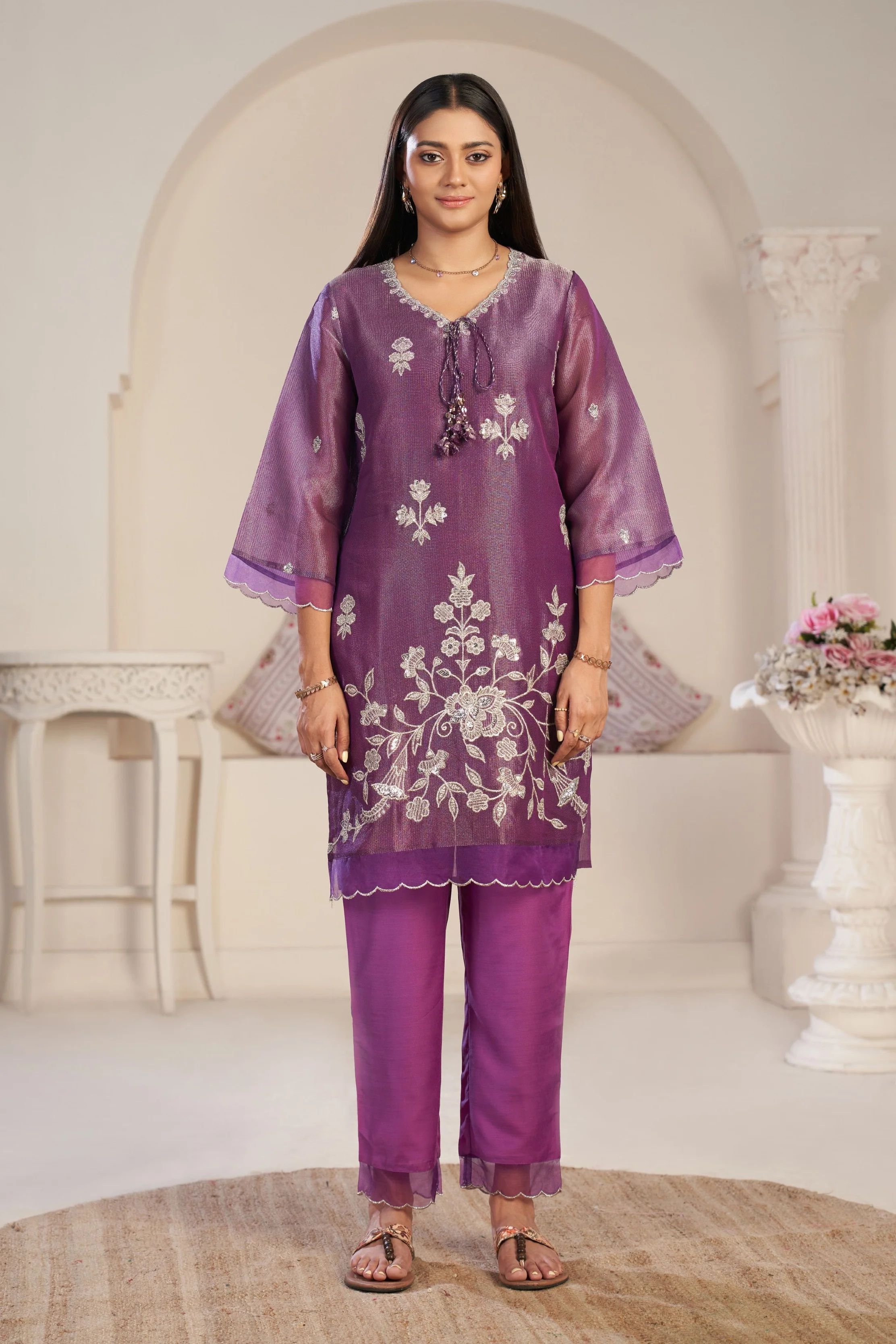 Anumeha Plum Full Work co-ord set - Image 11