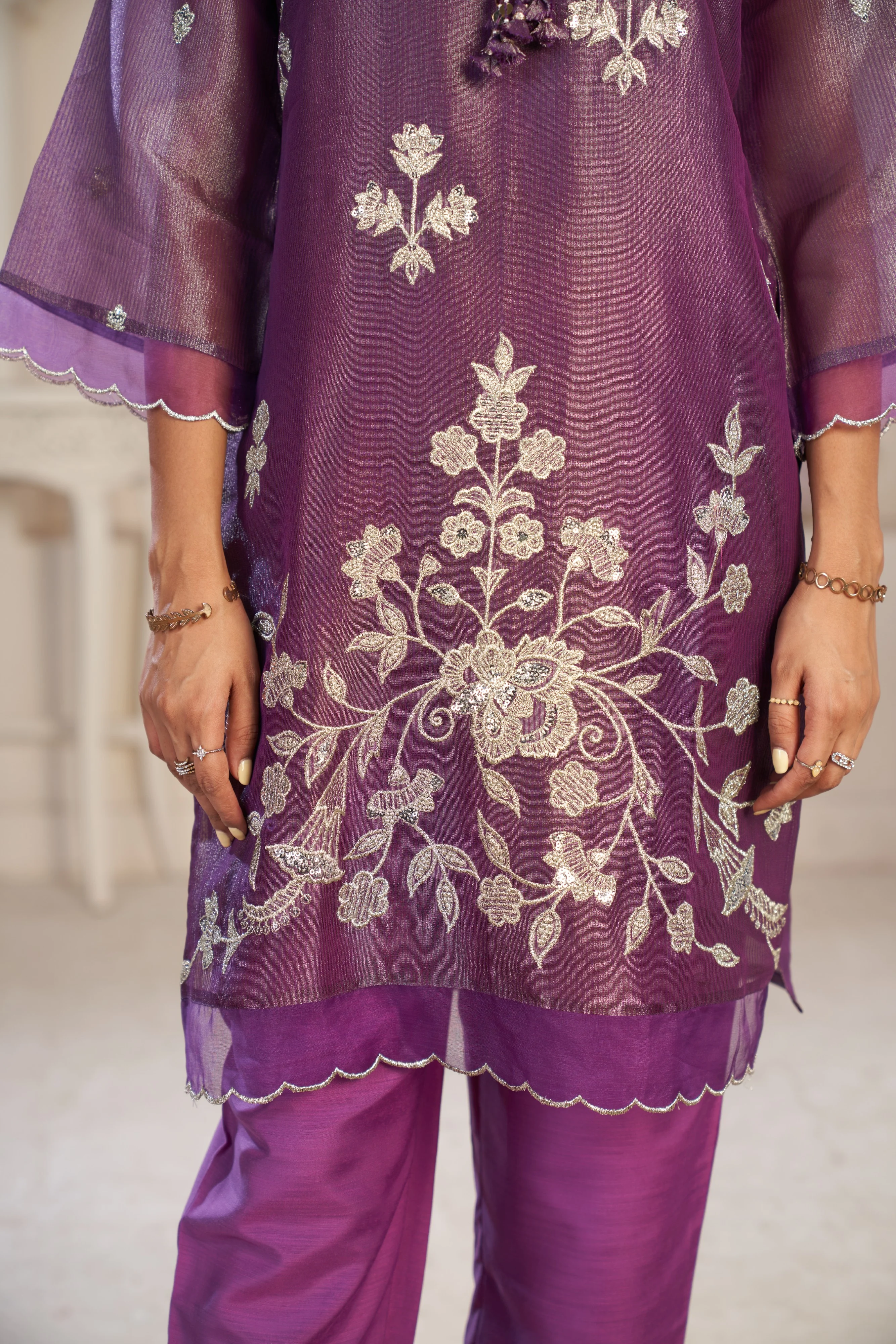 Anumeha Plum Full Work co-ord set - Image 13