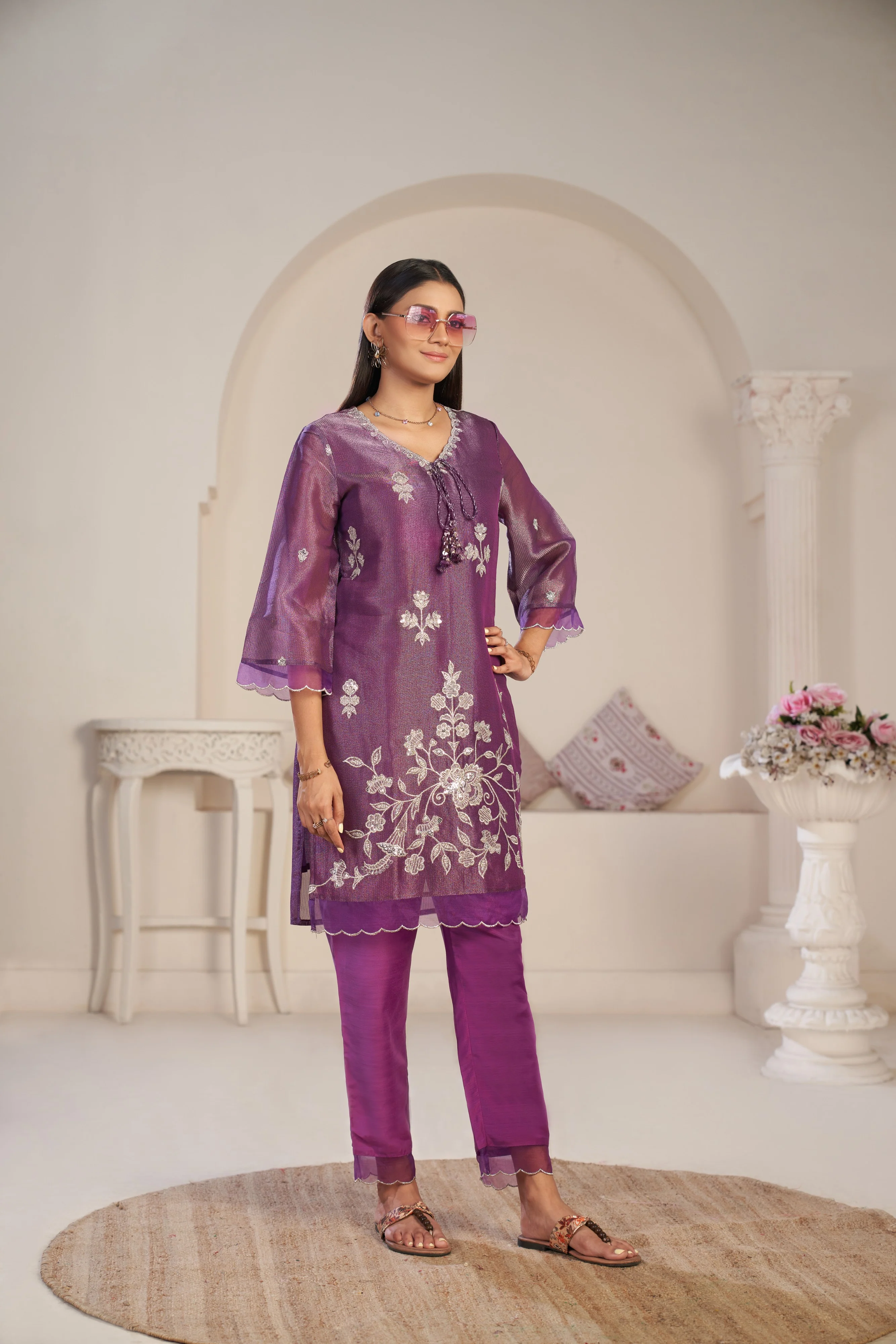 Anumeha Plum Full Work co-ord set - Image 14