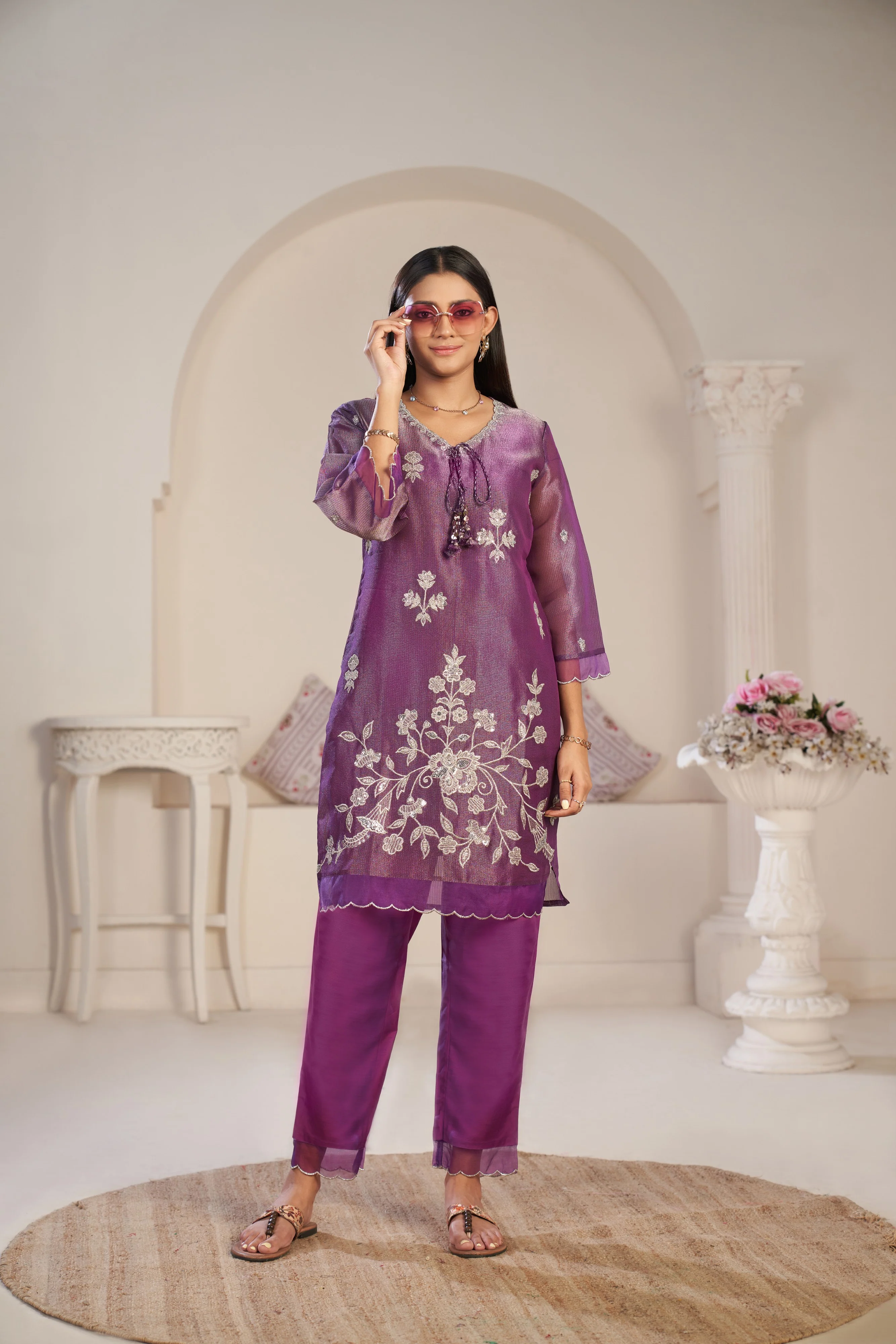 Anumeha Plum Full Work co-ord set - Image 16