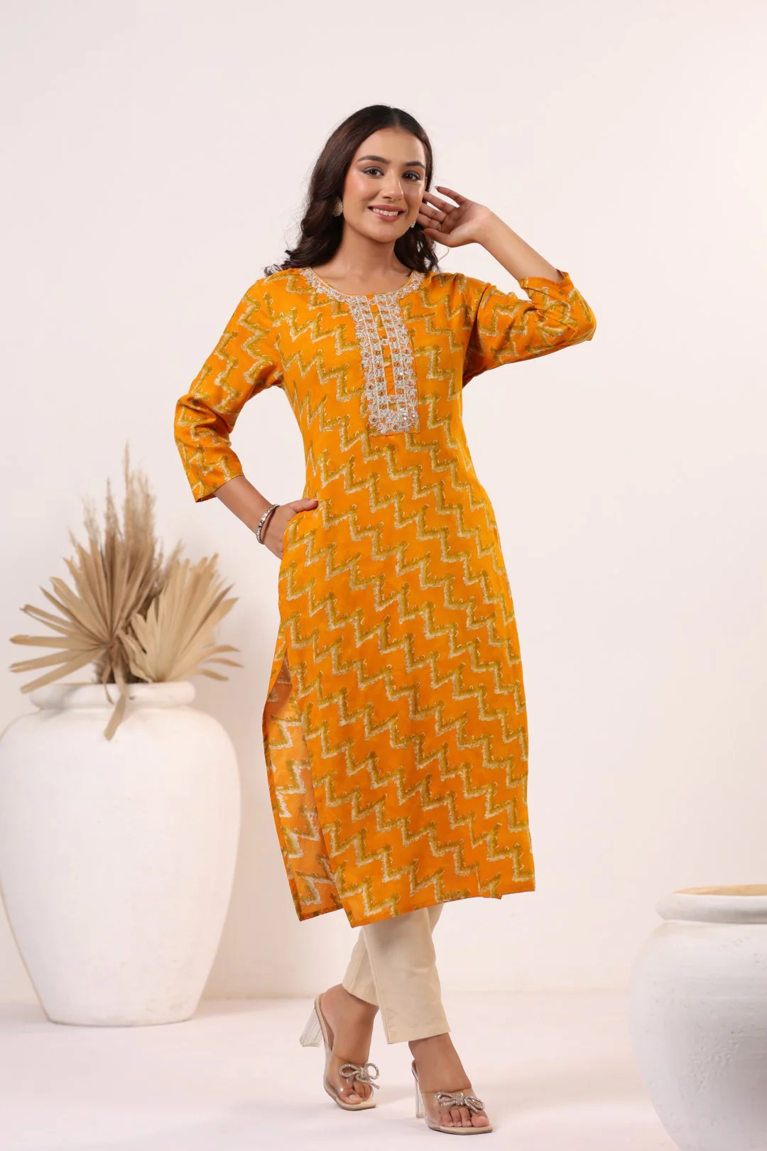 Varisha Canary Printed Work Kurti - Image 5