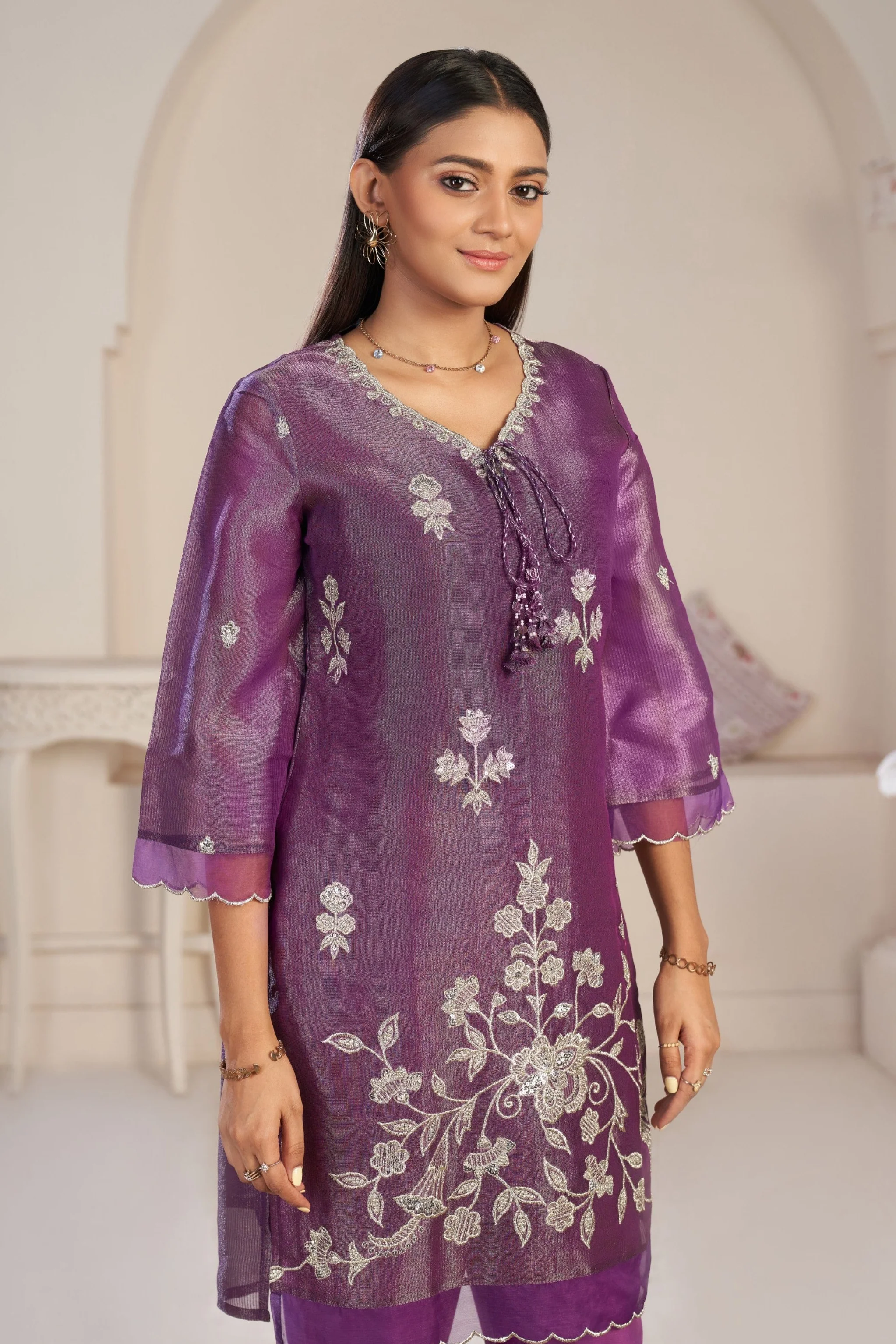Anumeha Plum Full Work co-ord set - Image 2