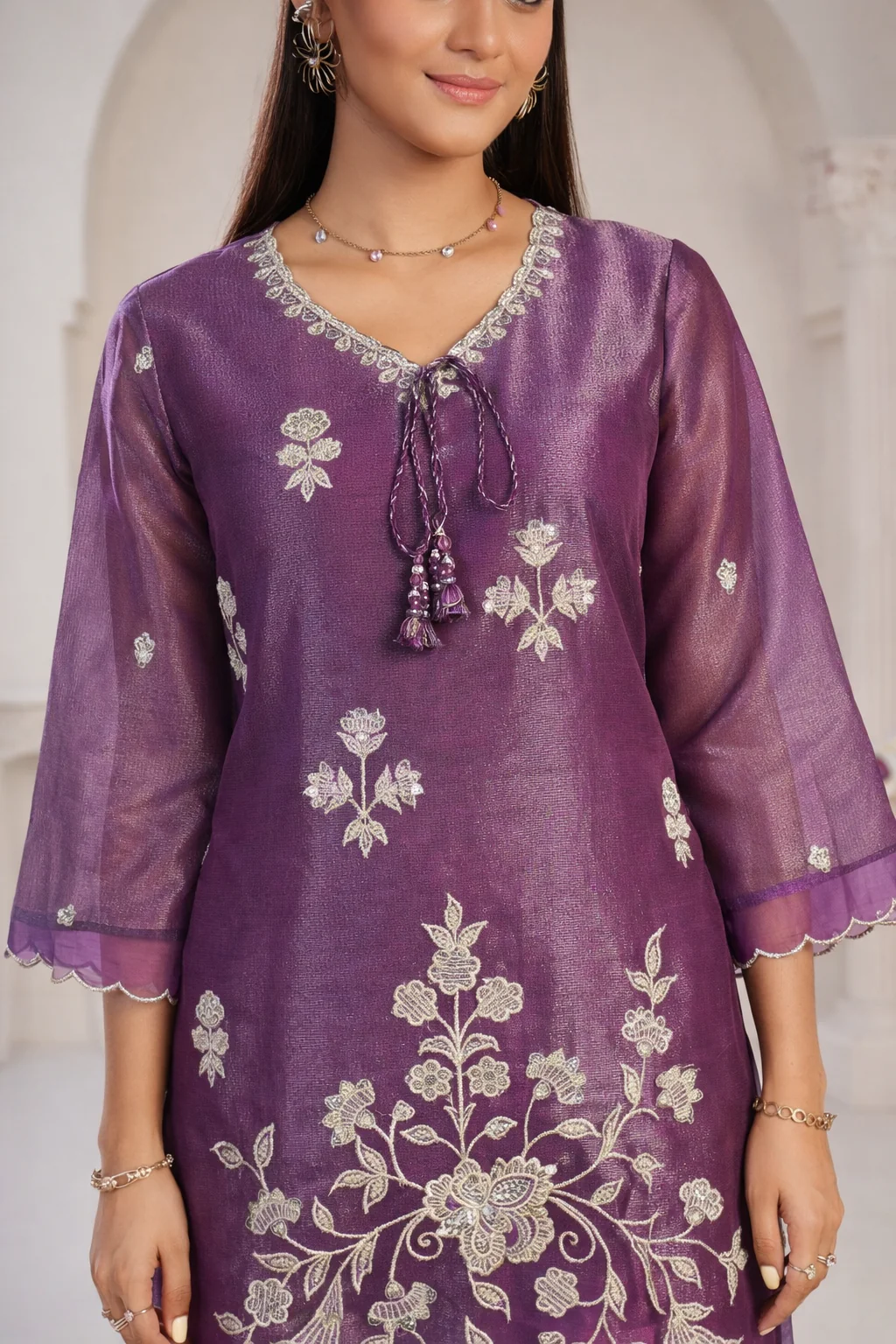 Anumeha Plum Full Work co-ord set - Image 7
