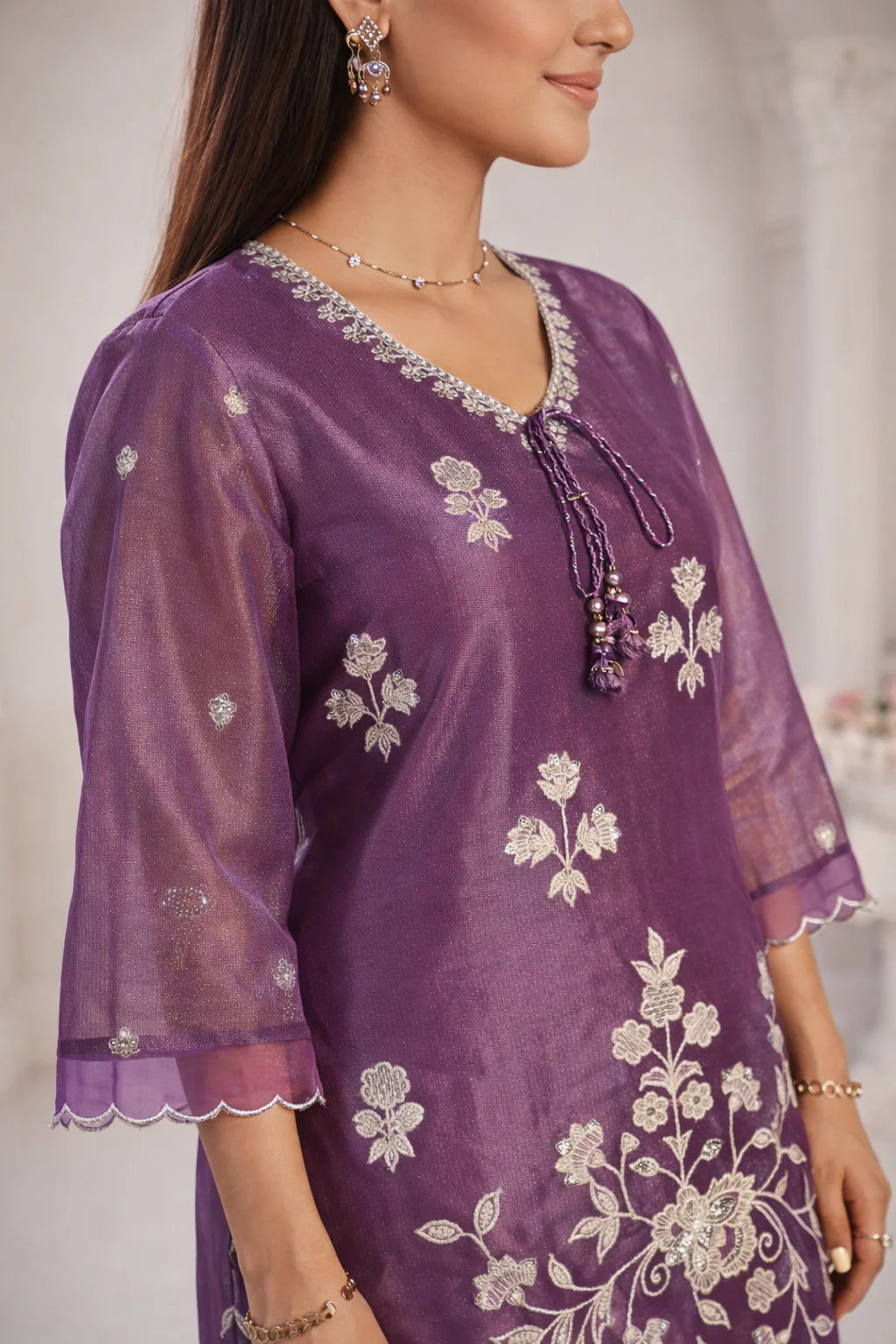Anumeha Plum Full Work co-ord set - Image 8