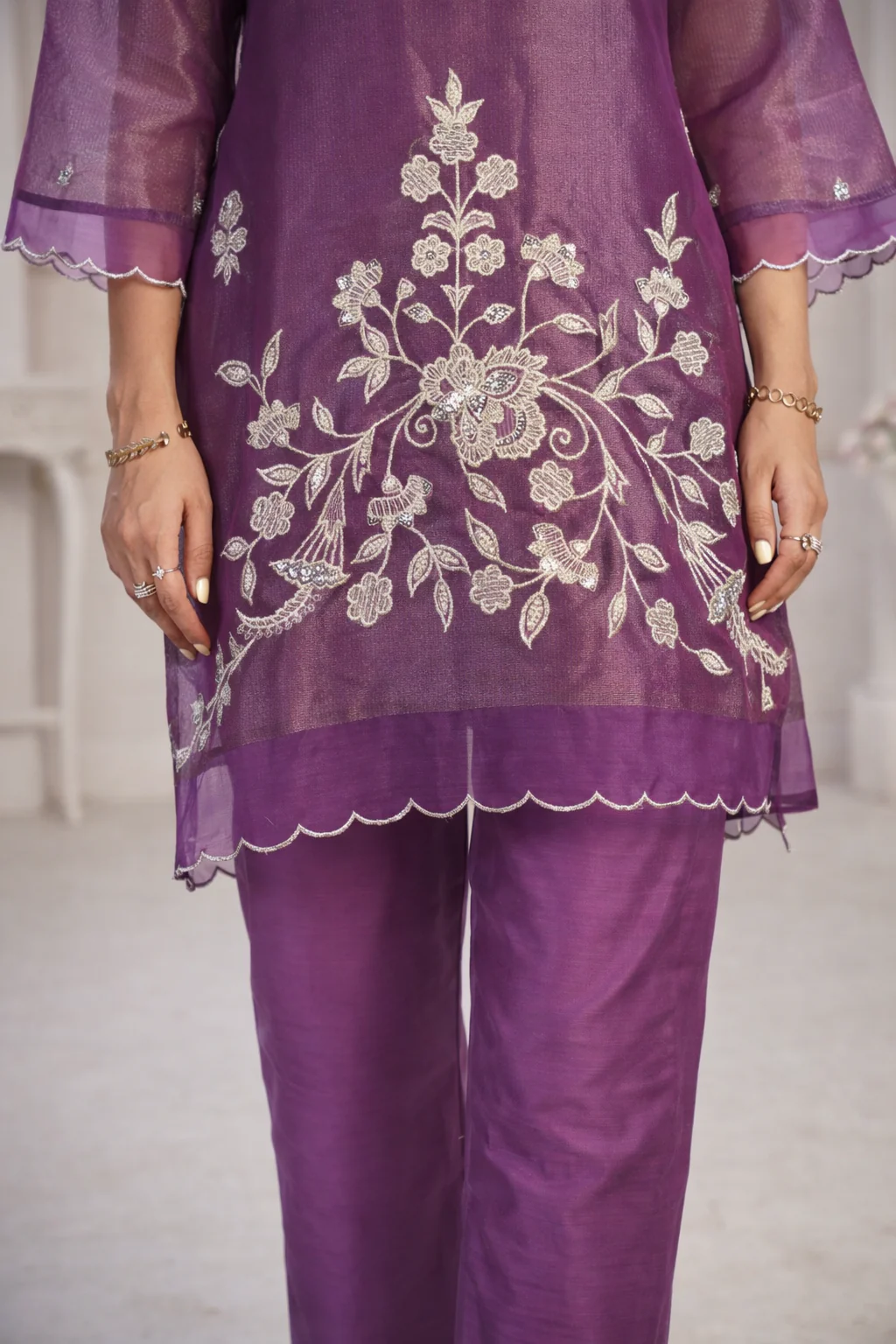 Anumeha Plum Full Work co-ord set - Image 9
