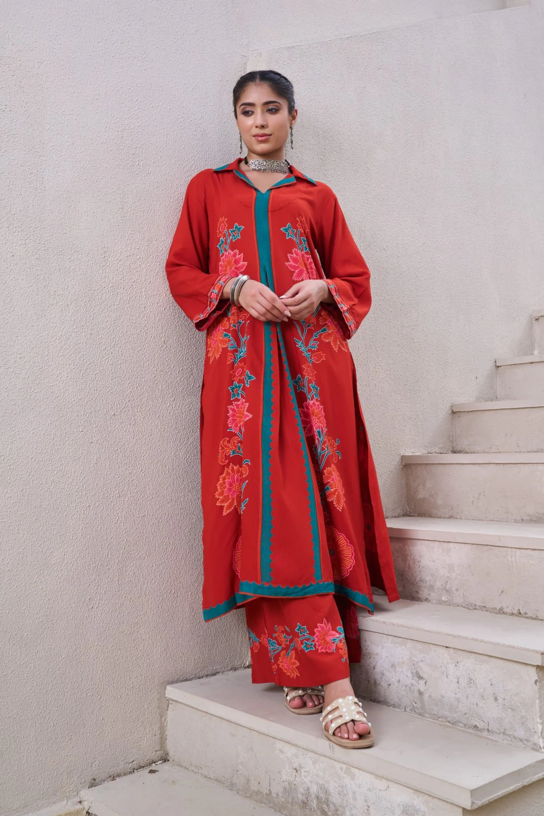 Sonpal crimson printed kurta pant set - Image 6