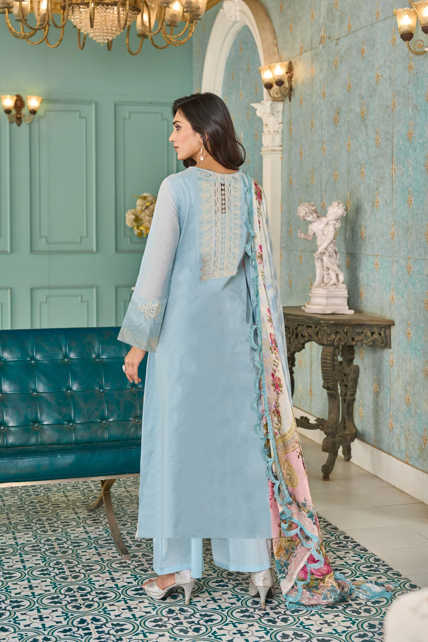 Ayat sky Premium Embroidery Lawn Suit Set - Image 3
