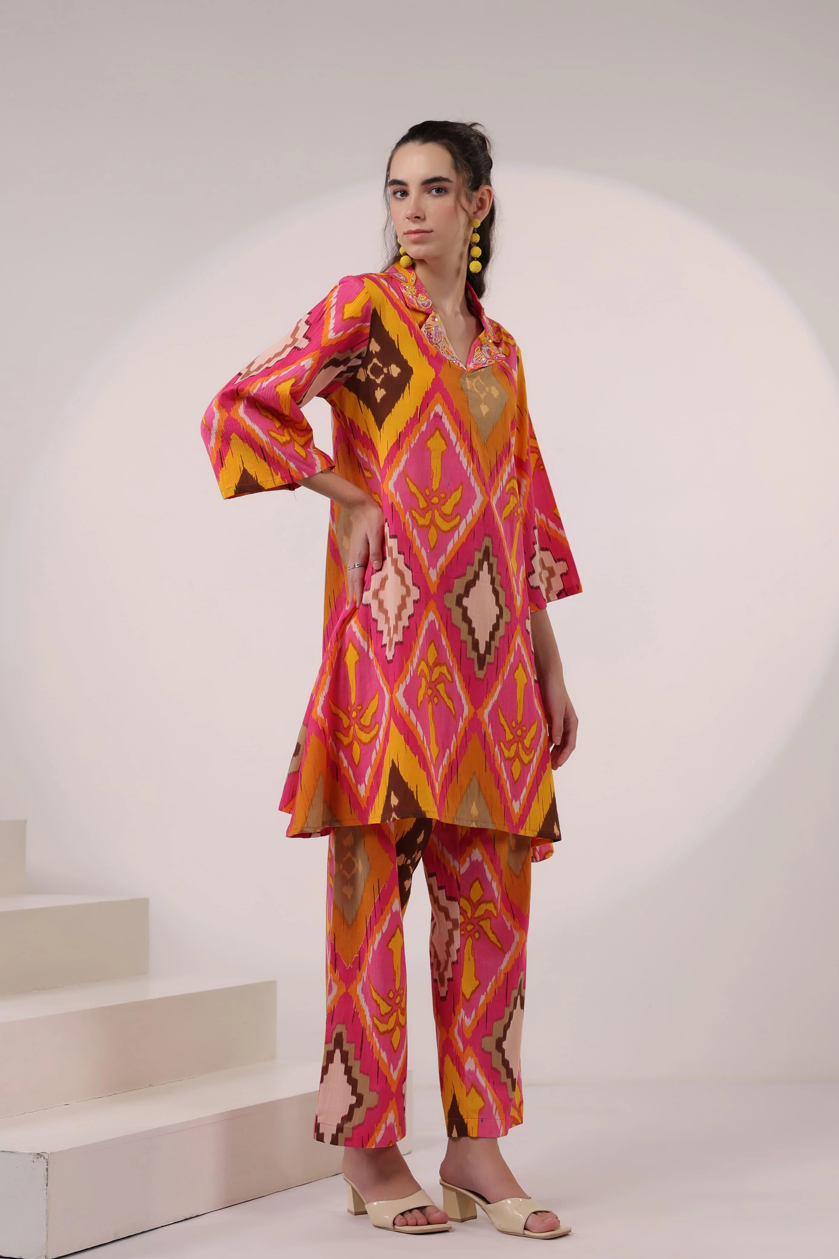 Kara Apricot ikat print Co-ord Set - Image 10