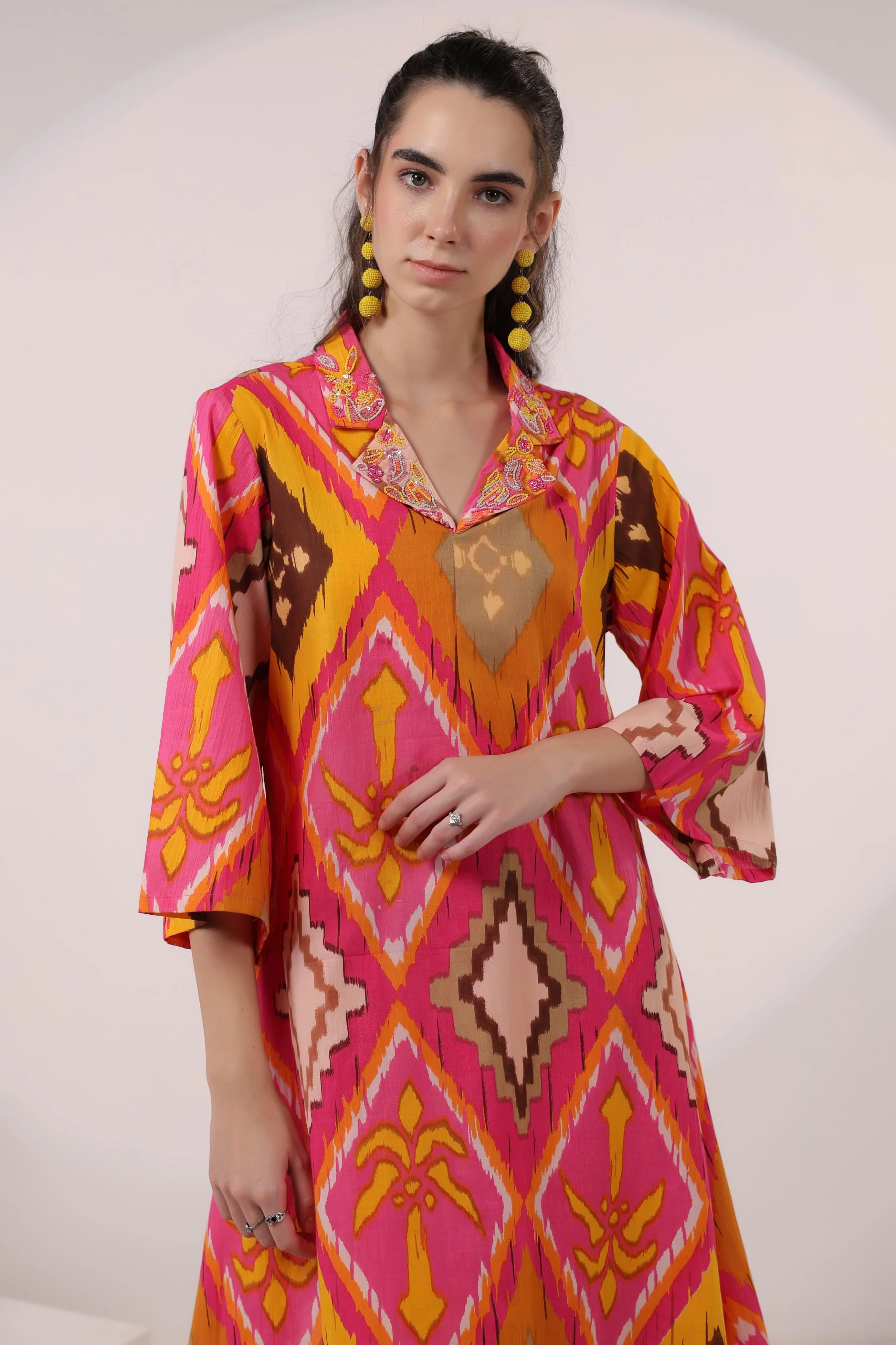 Kara Apricot ikat print Co-ord Set - Image 2