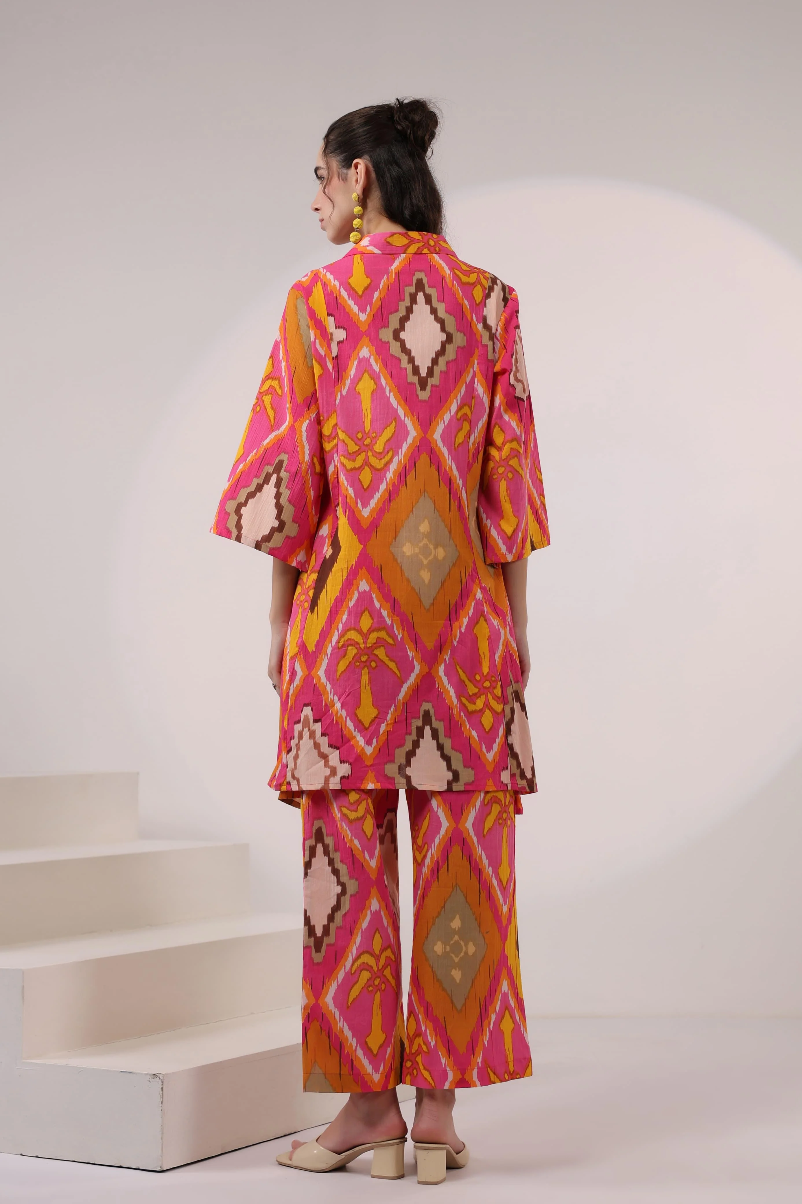 Kara Apricot ikat print Co-ord Set - Image 3