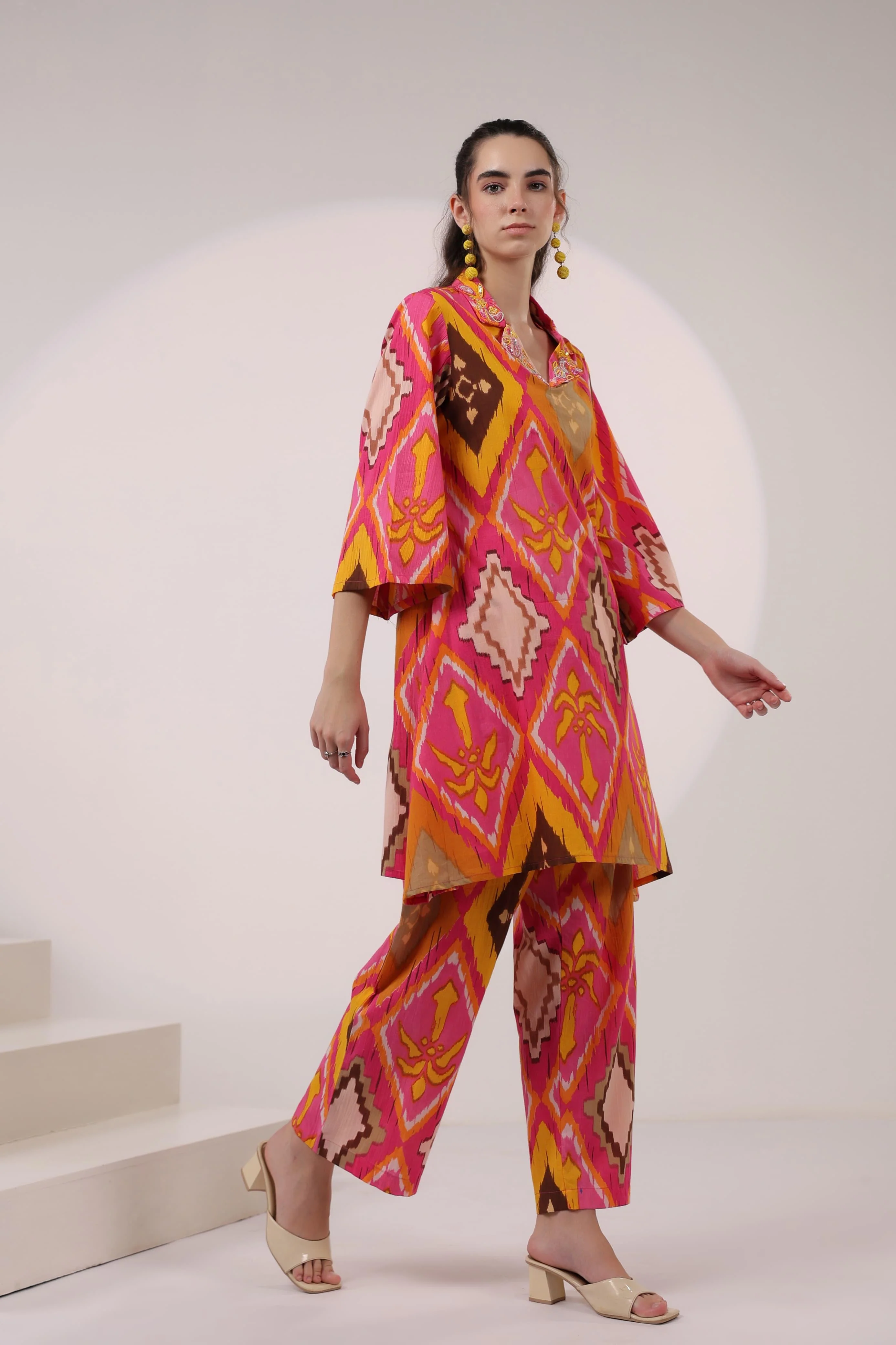 Kara Apricot ikat print Co-ord Set - Image 5