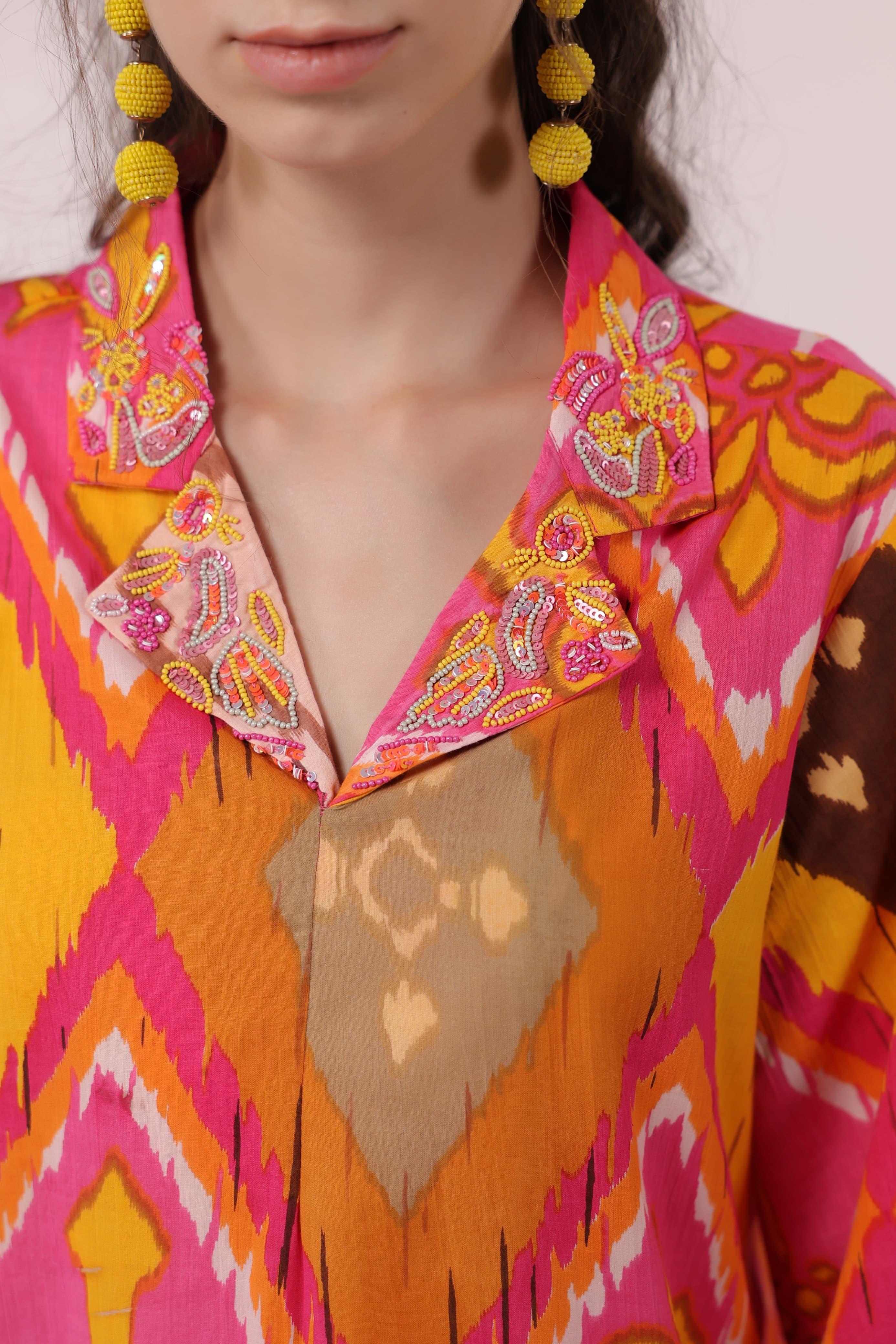 Kara Apricot ikat print Co-ord Set - Image 6